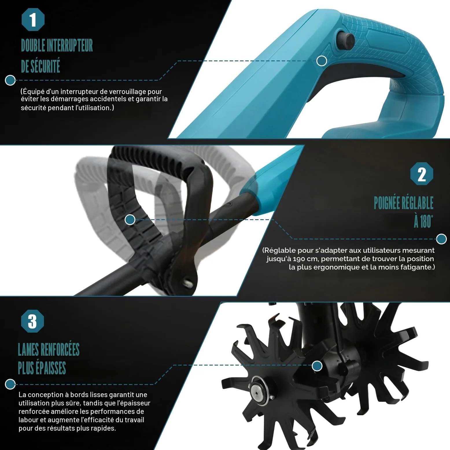 WingFly Motobineuse sans Fil pour Makita 18 V Batterie, Vitesse 387 TR/Min | 800 W motoculteur électrique, moteur sans balais, profondeur de travail 18 cm et largeur de travail 20 cm (sans batterie)