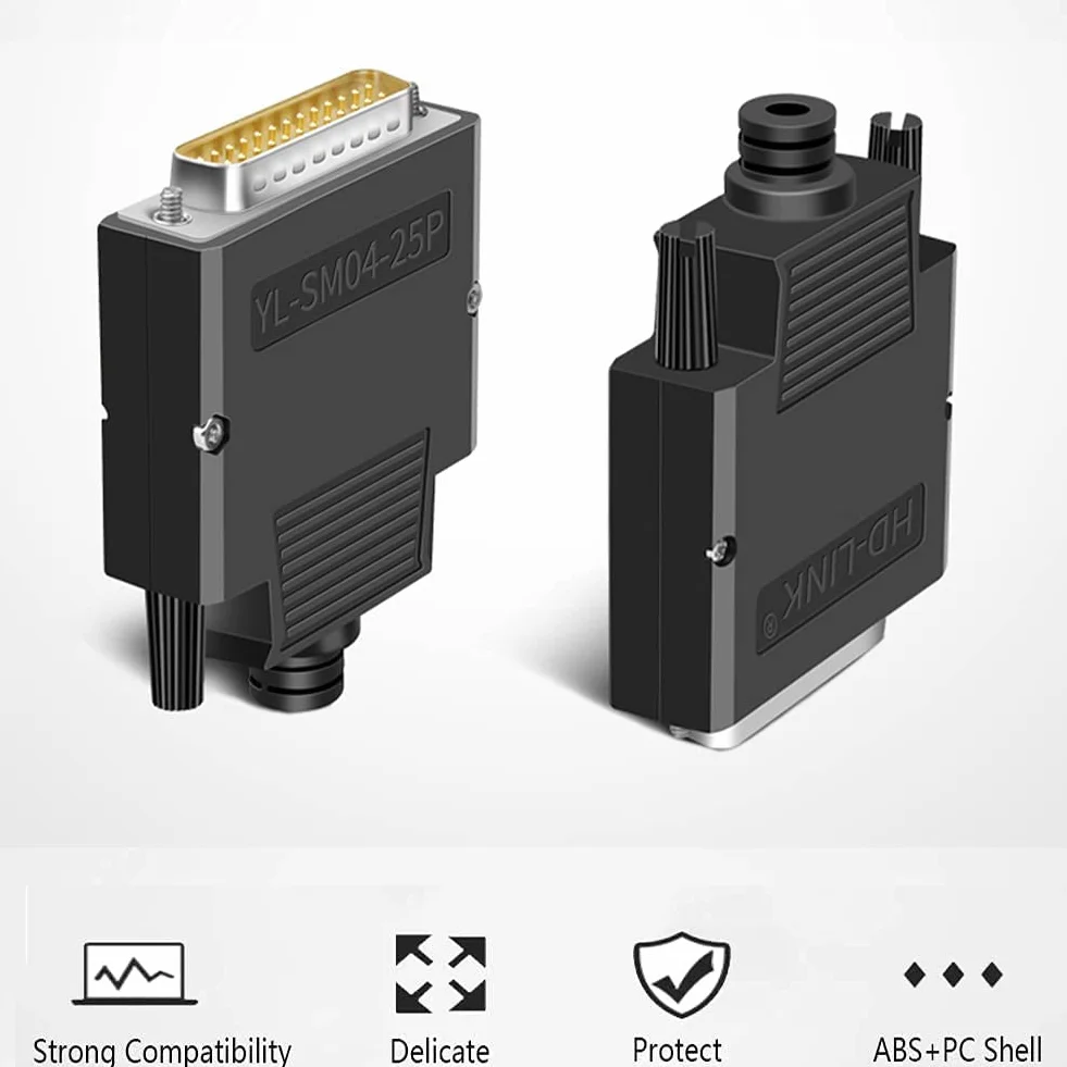 PENGLIN DB25 Connecteur Mâle sans Soudure, Adaptateur série RS232 D-SUB 25 Broches avec boîtier