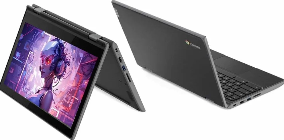 Lenovo Chromebook 300e 11,6 pouces Écran tactile 2 en 1 Intel Celeron N4020 1,1 GHz RAM 4 Go SSD 32 Go Chrome OS Reconditionné