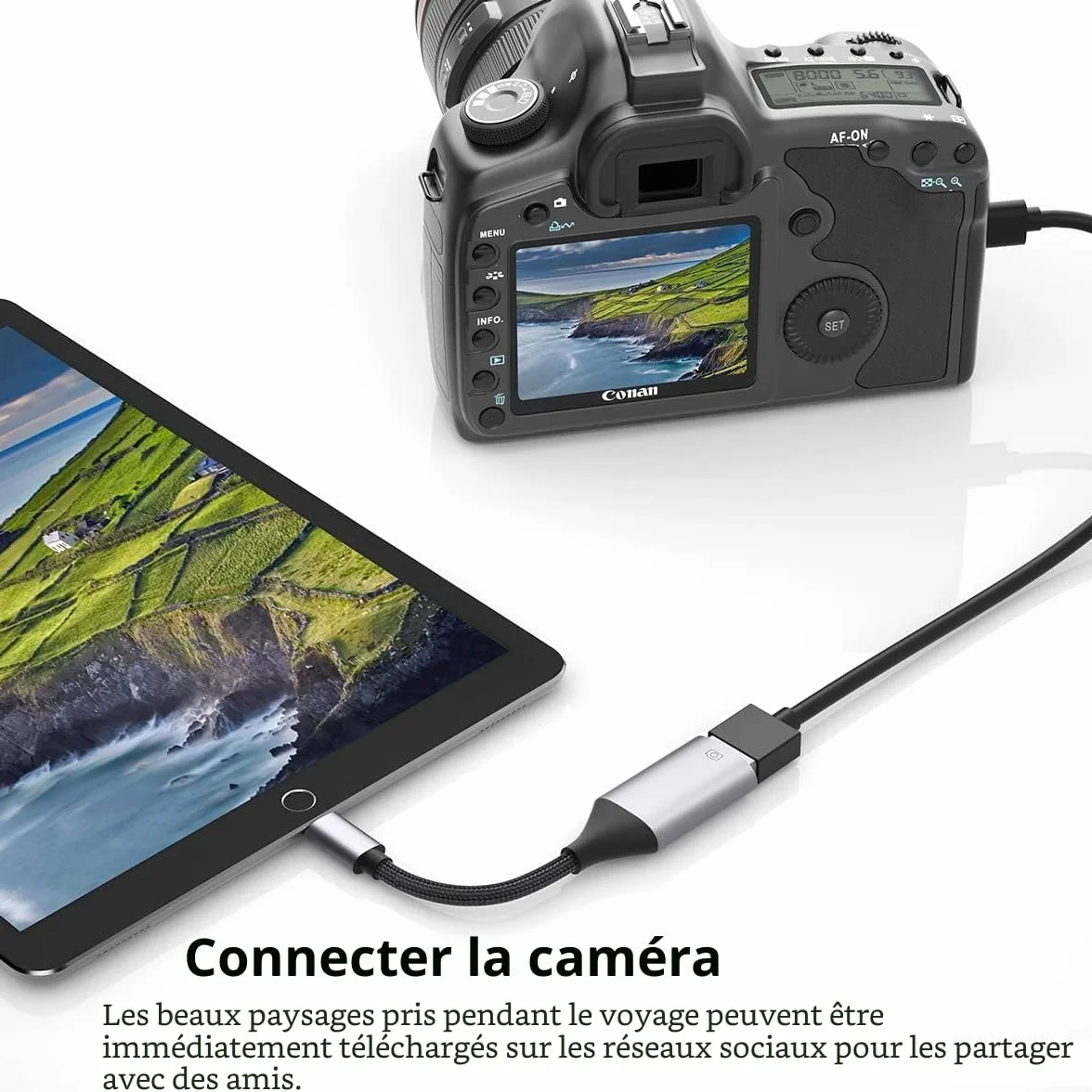 Adaptateur Lightning vers USB MFi pour iPhone iOS OTG Caméra Lecteur Flash Carte Souris Clavier