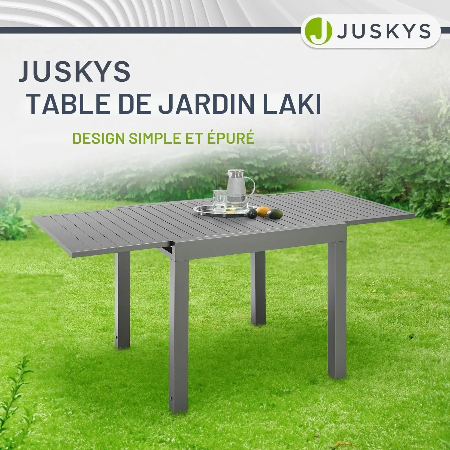 Juskys Table de Jardin Laki de Extensible 70x70 cm Aluminium Anthracite