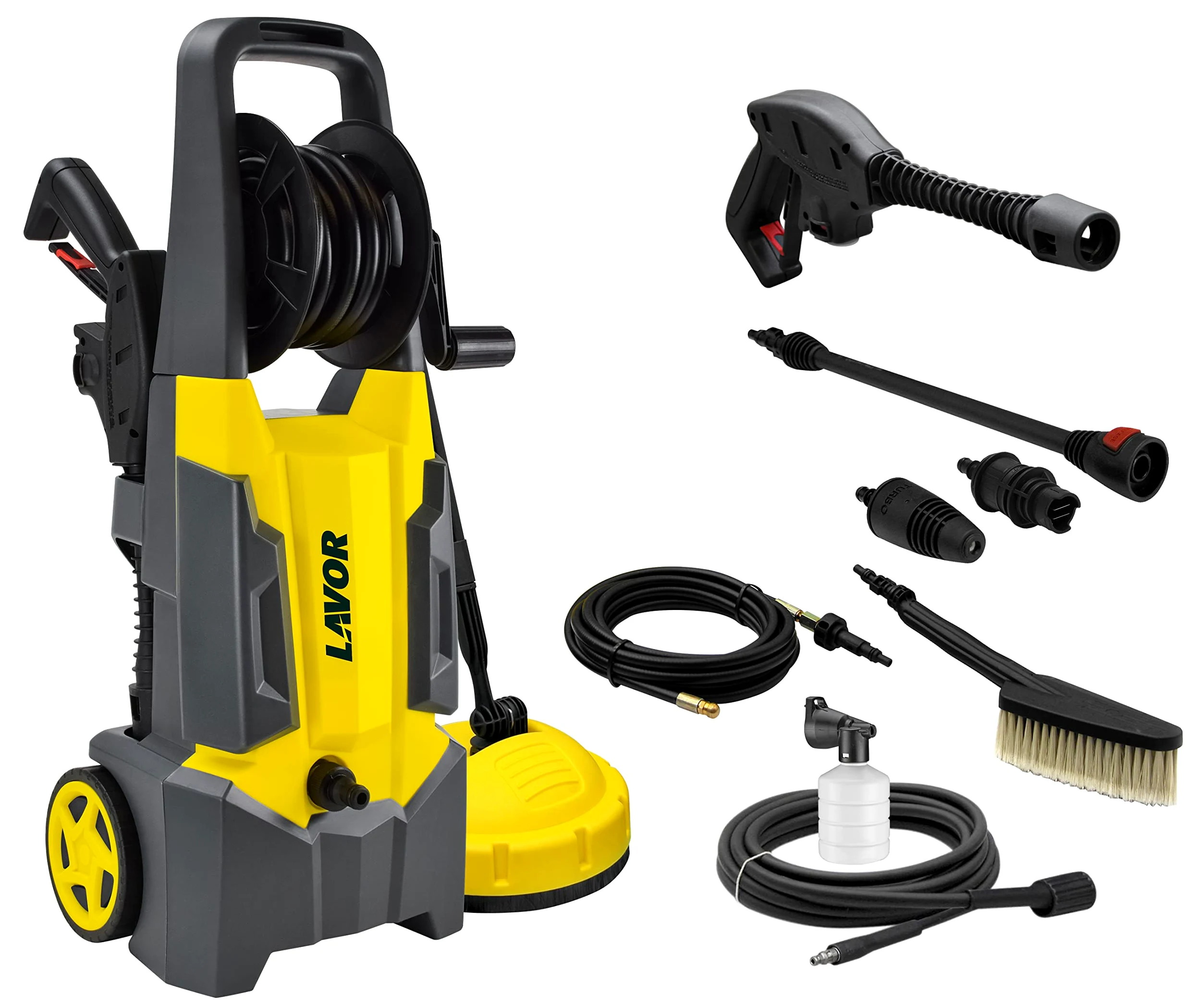LAVOR Nettoyeur Haute Pression Eau Froide DIVE Extra 135 avec Enrouleur, Accessoire Lave-sols, Brosse Fixe et Déboucheur 6 mètres, Pression 135 Bar Max, Débit 420 l/h Max