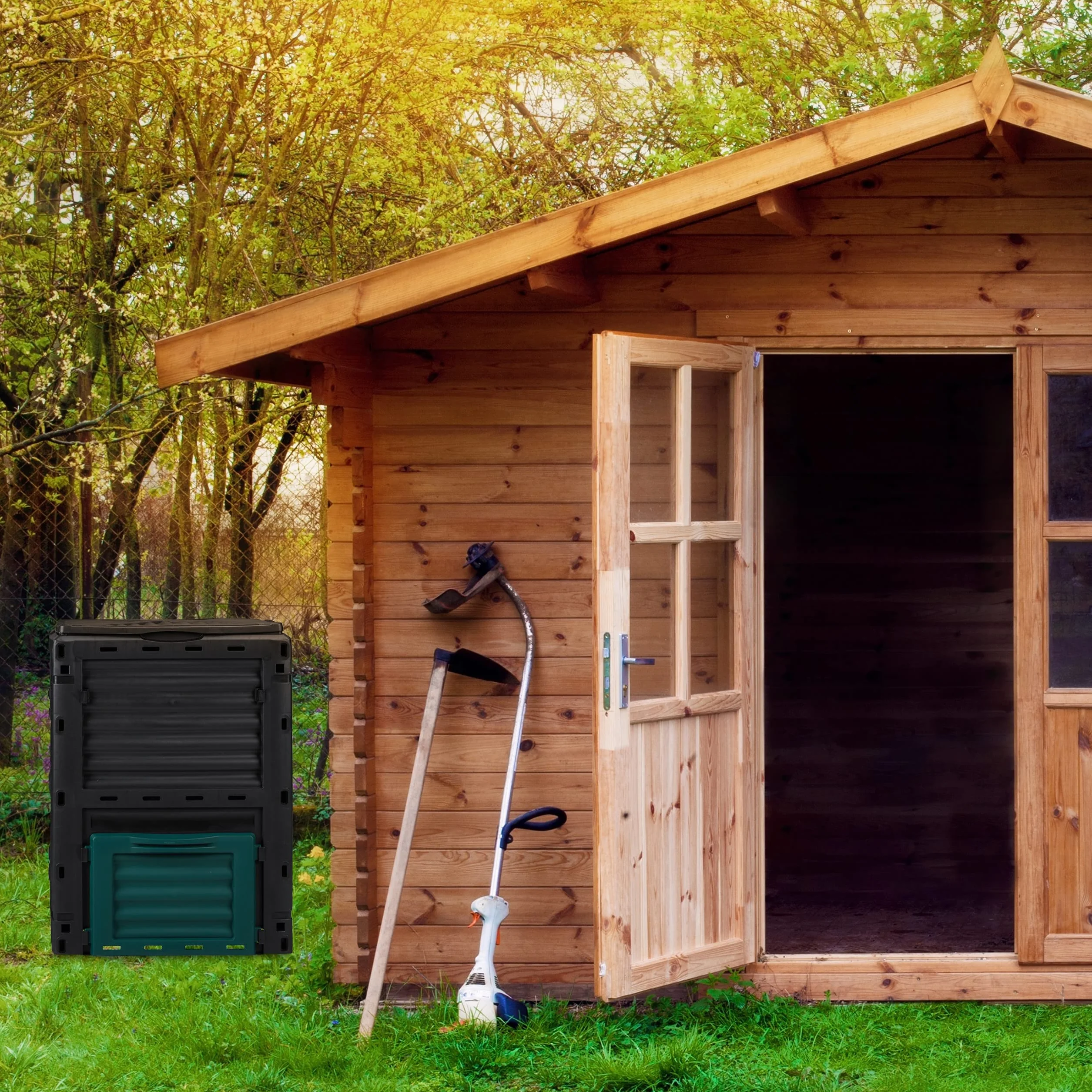 Relaxdays Composteur de Jardin, 230L, Plastique, activateur de Compost déchets Cuisine et Jardin, HLP: 80x60x57 cm, Noir