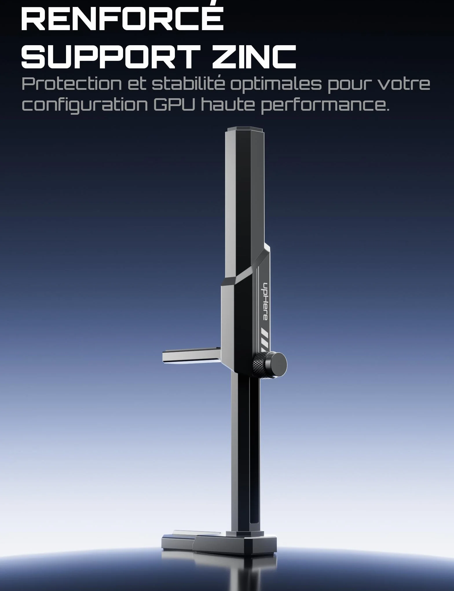 upHere GH07 Support GPU Alliage de Zinc Hauteur Réglable Carte Graphique Base Magnétique Patin Caoutchouc 18-160mm Noir