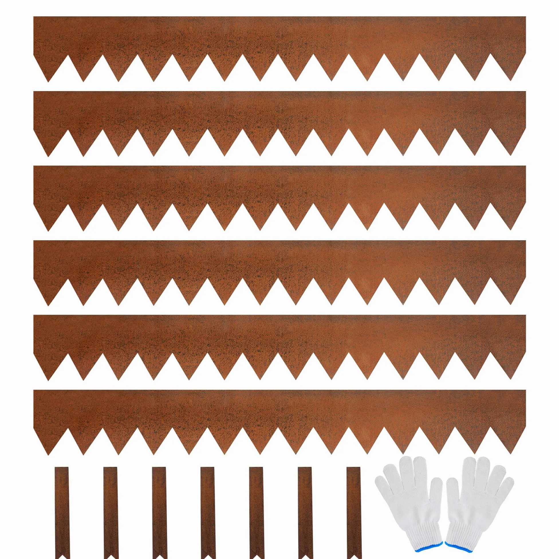 Corten Lot de 6 Bordures de pelouse en Acier résistant aux intempéries 1 m L x 15 cm H/Rouille Borderline Bordure de Jardin en Acier Bordure décorative (6-Pack (Hauteur:15cm))