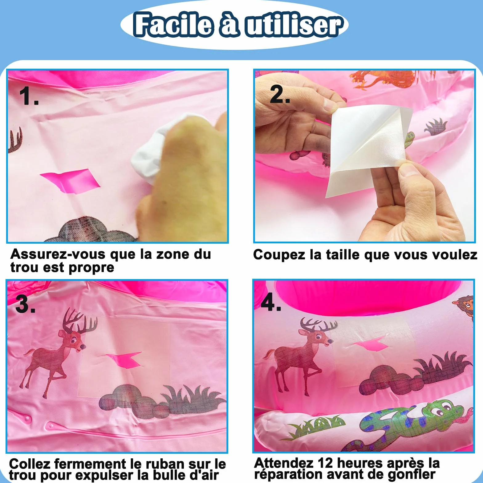 Kit de réparation gonflable TPU 10 cm x 2 m imperméable pour matelas pneumatique piscine bouée jouets