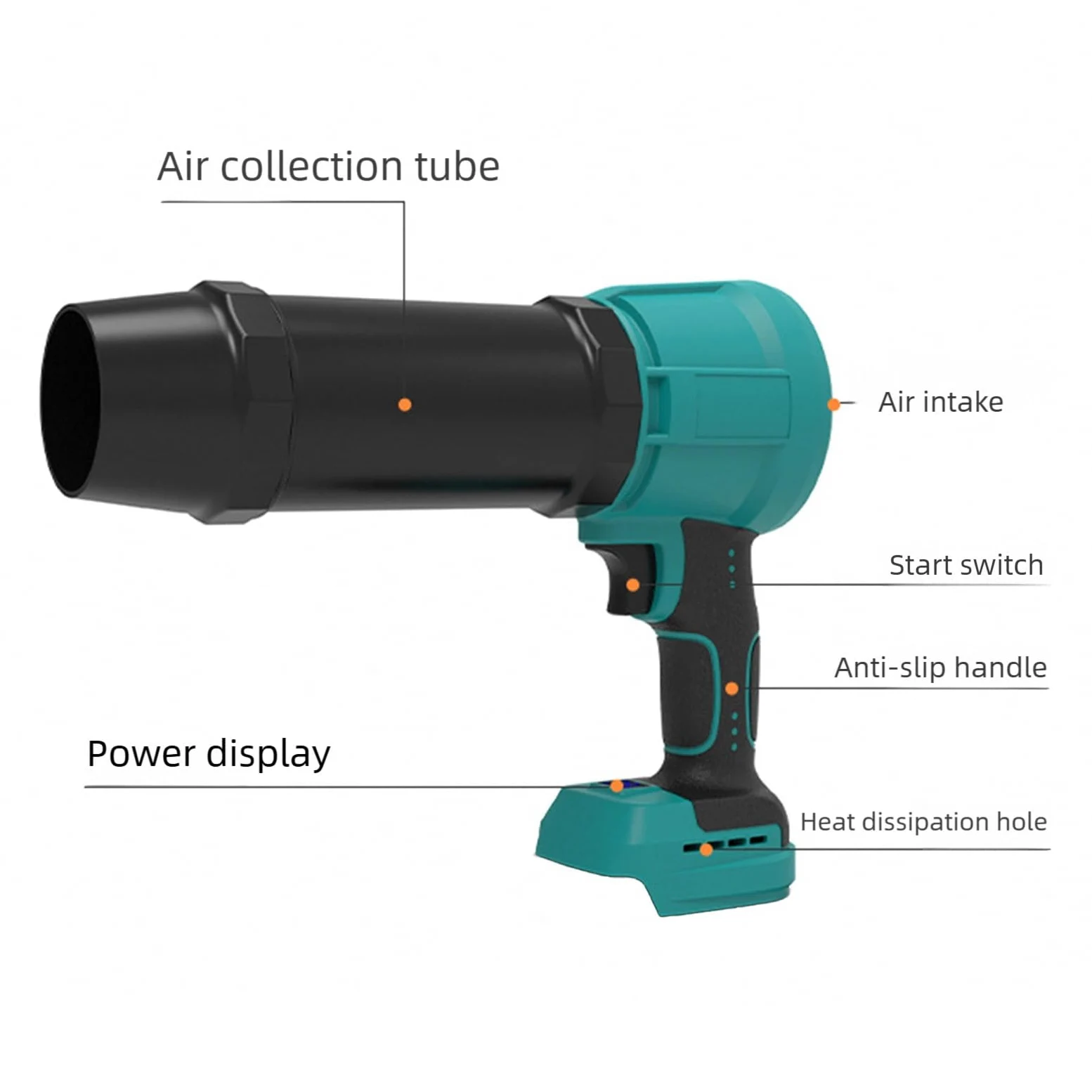 Souffleur à batterie rechargeable 700 g - Moteur de poussée ergonomique pour les coins étroits et les grandes surfaces - Souffleur de nettoyage de jardin sans fil