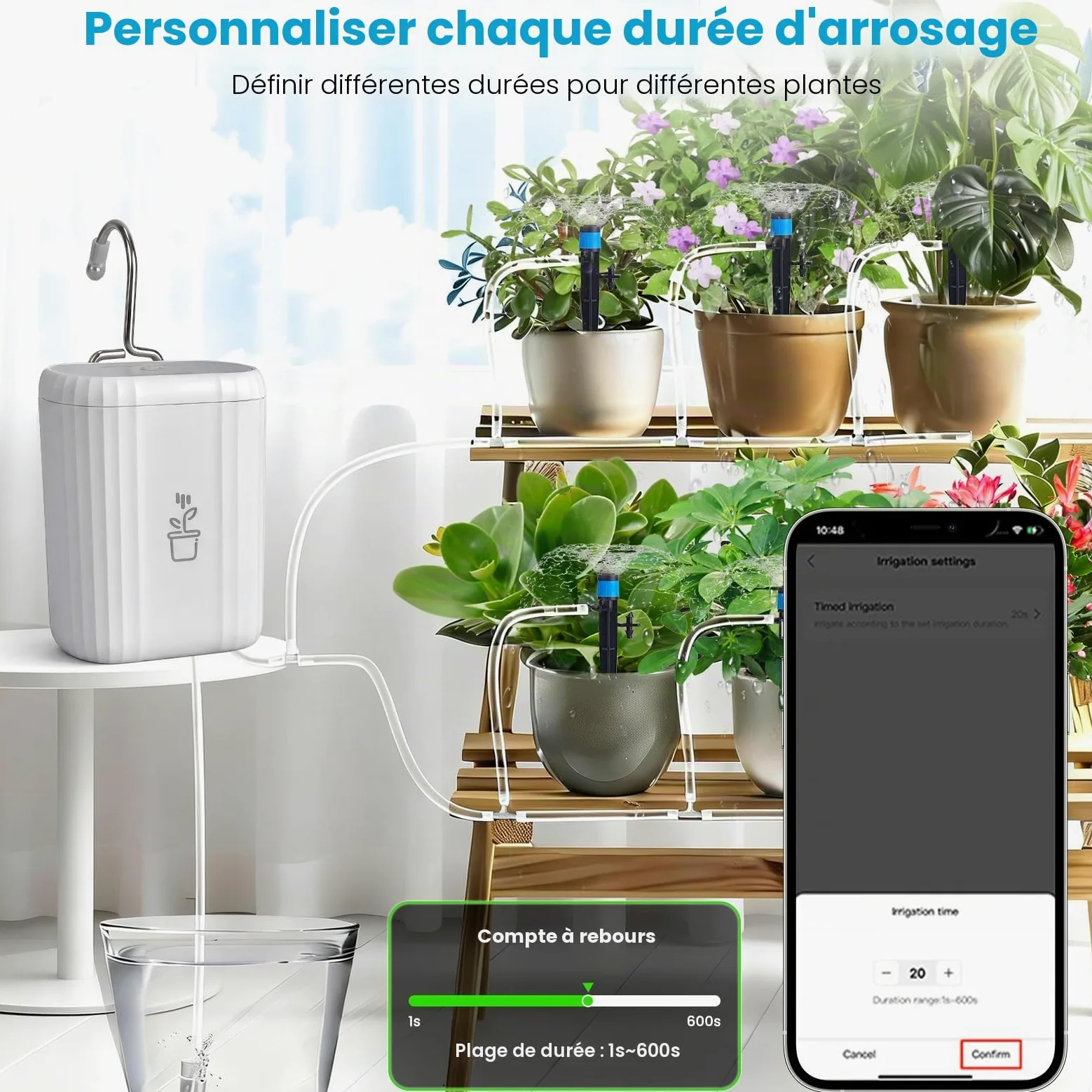 Système D'arrosage Automatique Wifi, App Control Système D'arrosage Automatique Pour Plantes En Pot D'intérieur, Kit D'arrosage Goutte à Goutte DIY Avec Alarme De Manque D'eau, Minuterie Programmable