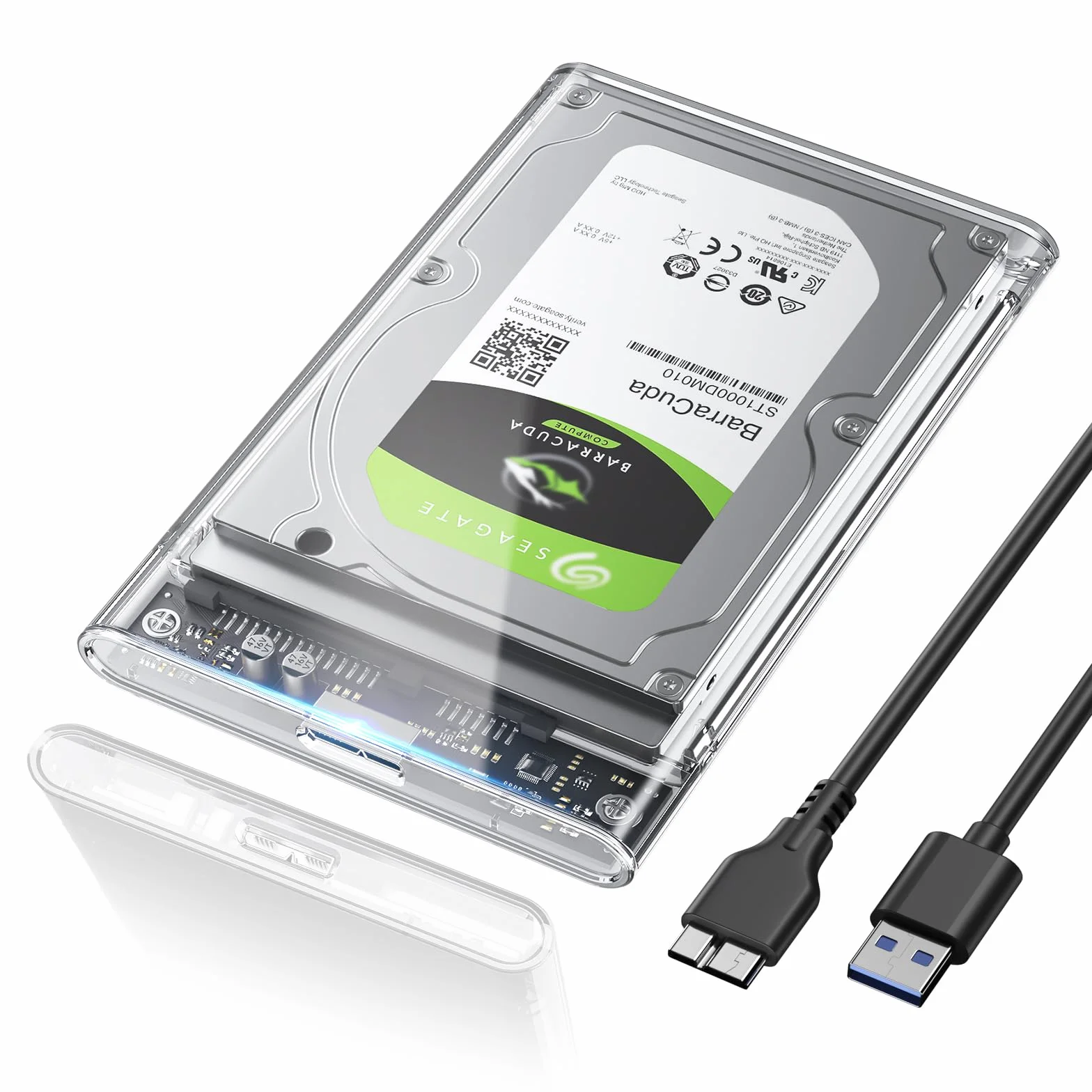 POSUGEAR Boîtier Disque Dur 2.5" USB 3.0 Externe 5Gbps SATA HDD SSD UASP Trim Sans Outils Transparent