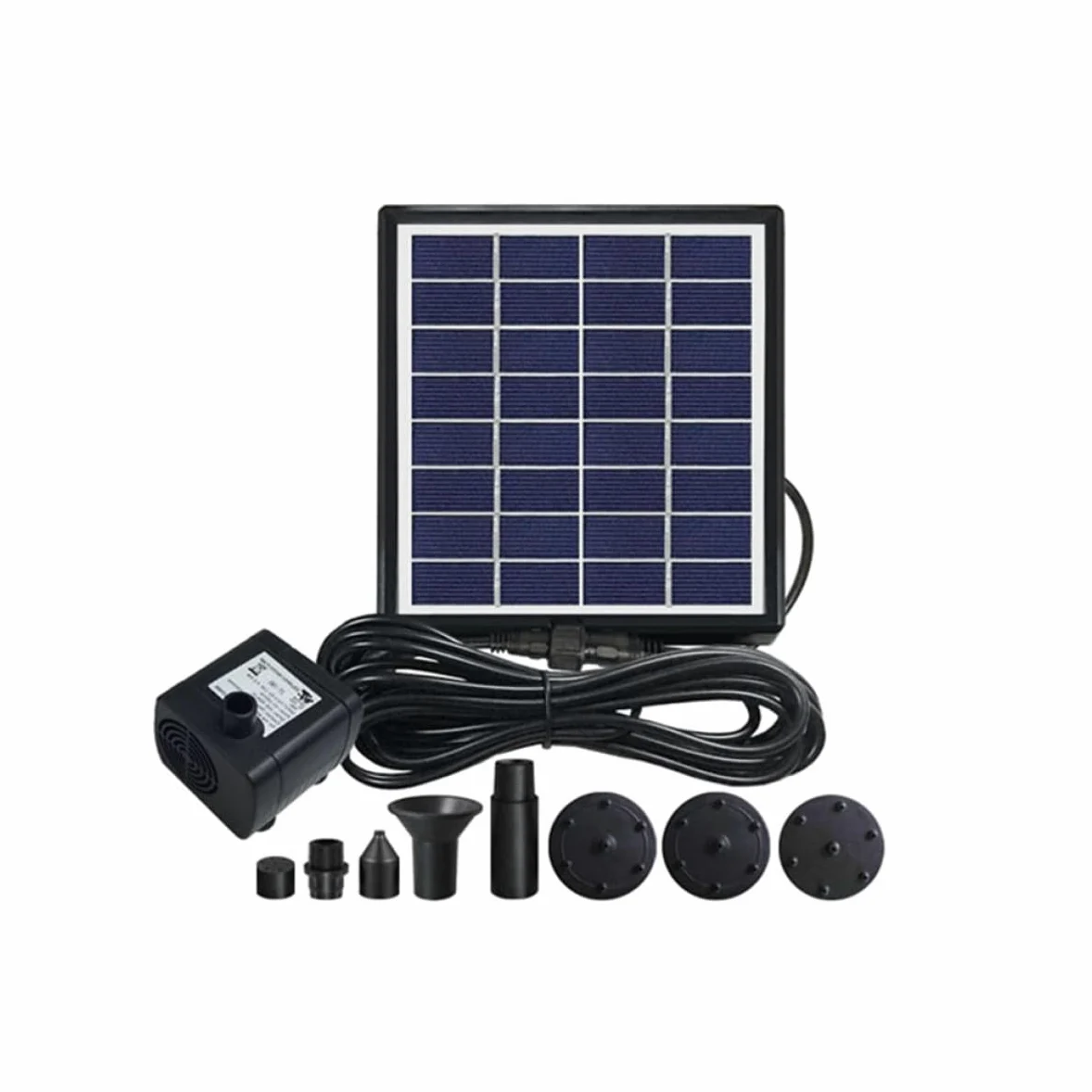 Fontaine Solaire Flottante pour Bassin Extérieur et Bain D'oiseaux, Plastique Noir, Débit Maximal 380l/h, Alimentation 10v/4w, pour Circulation D'eau en Plein Air