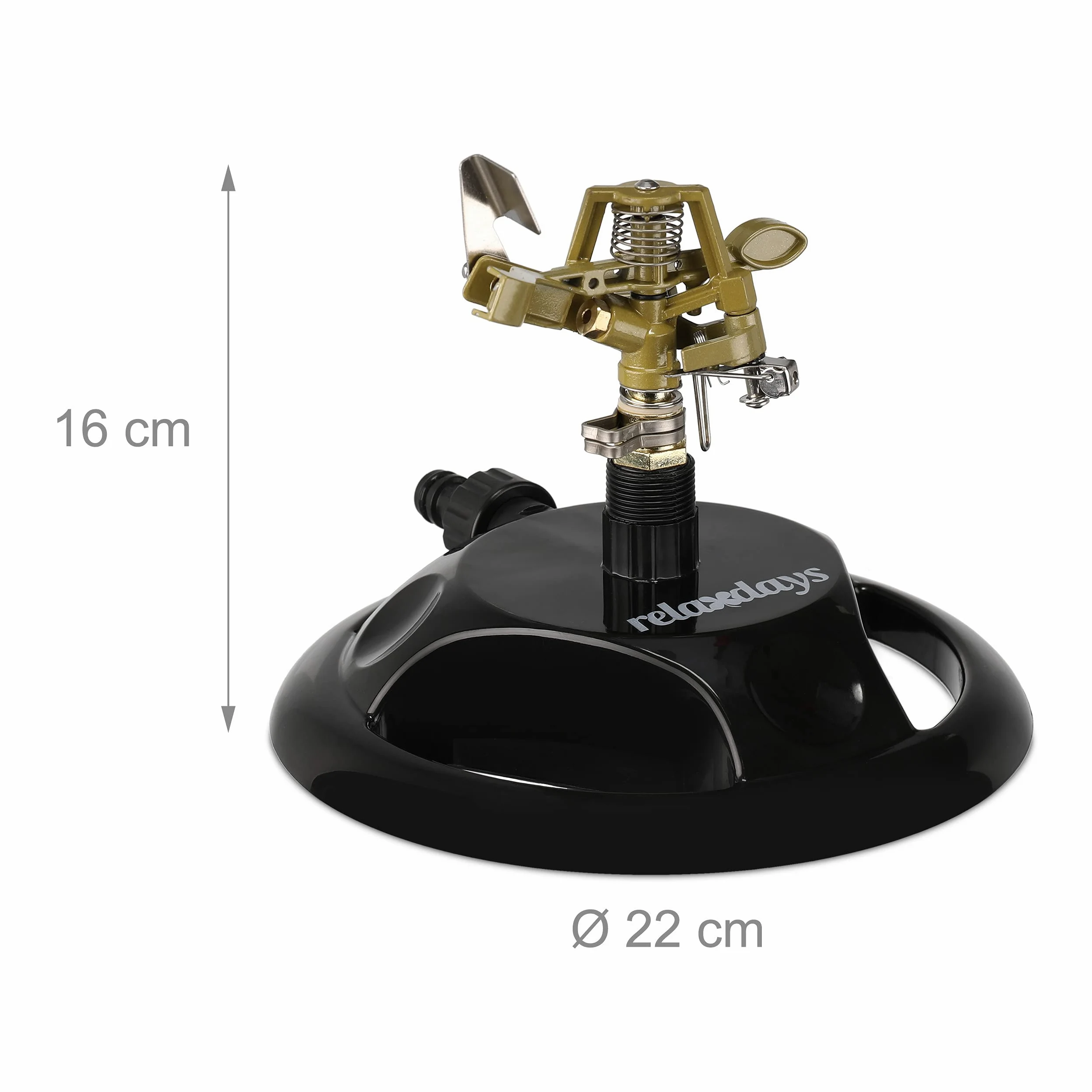 Relaxdays Arroseur de Jardin, Pratique pour irriguer Les Surfaces allant Jusqu’à 450 m², portée 12 m, 360°, Noir