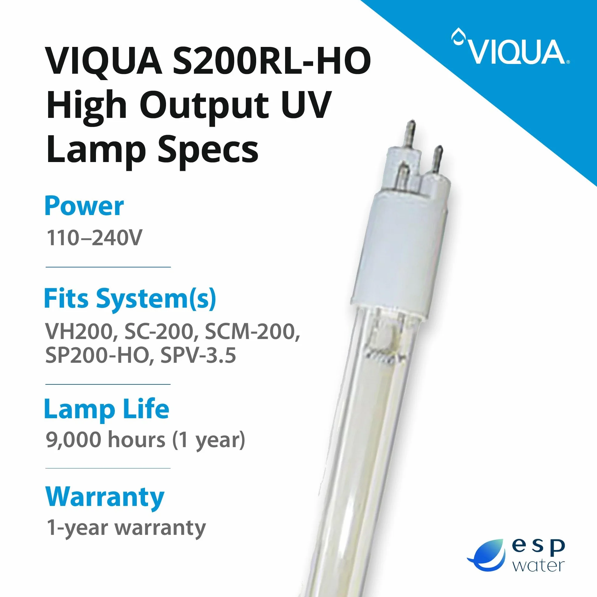 VIQUA S200RL-HO Lampe UV de Rechange VH200
