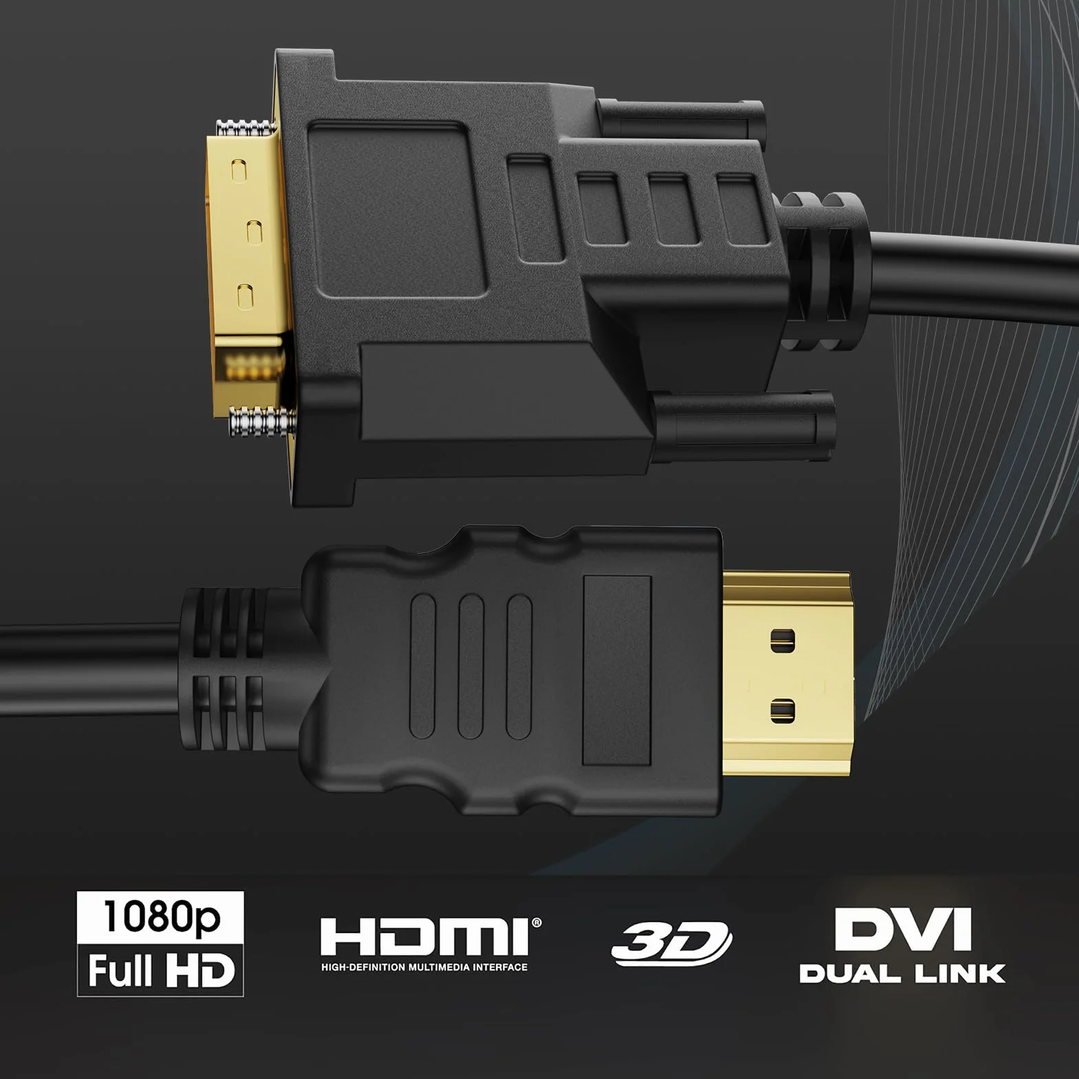 Câble adaptateur HDMI vers DVI 1 m, DVI-D 24+1, Full HD 1080p