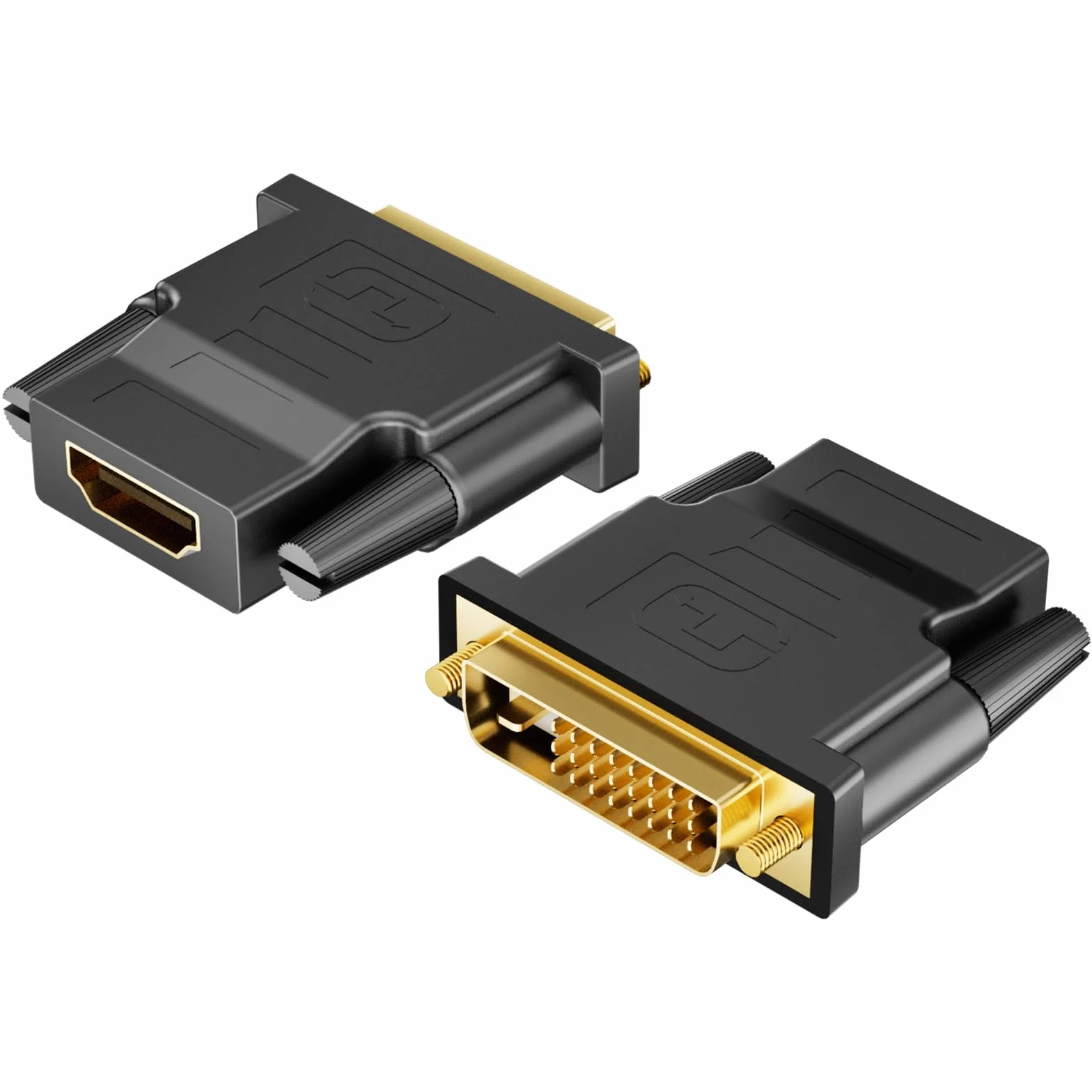 Adaptateur DVI vers HDMI 2Pack Bidirectionnel Convertisseur HDMI Femelle vers DVI-D Mâle Plaqué Or 1920x1200 1080P