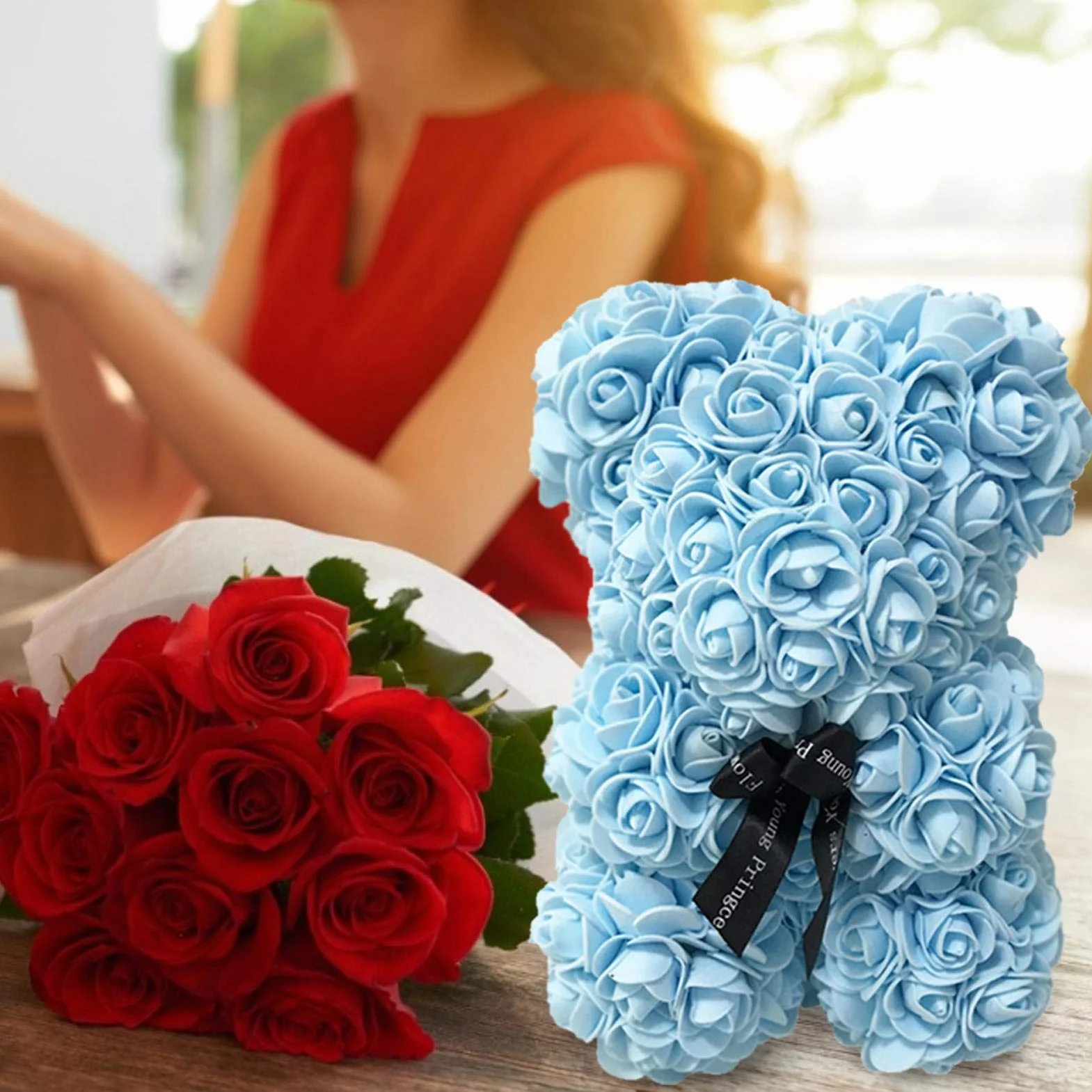 Keptfeet Ours en Fleur Bouquet Stitch Cadeaux Petite Amie Noël Saint Valentin Femmes