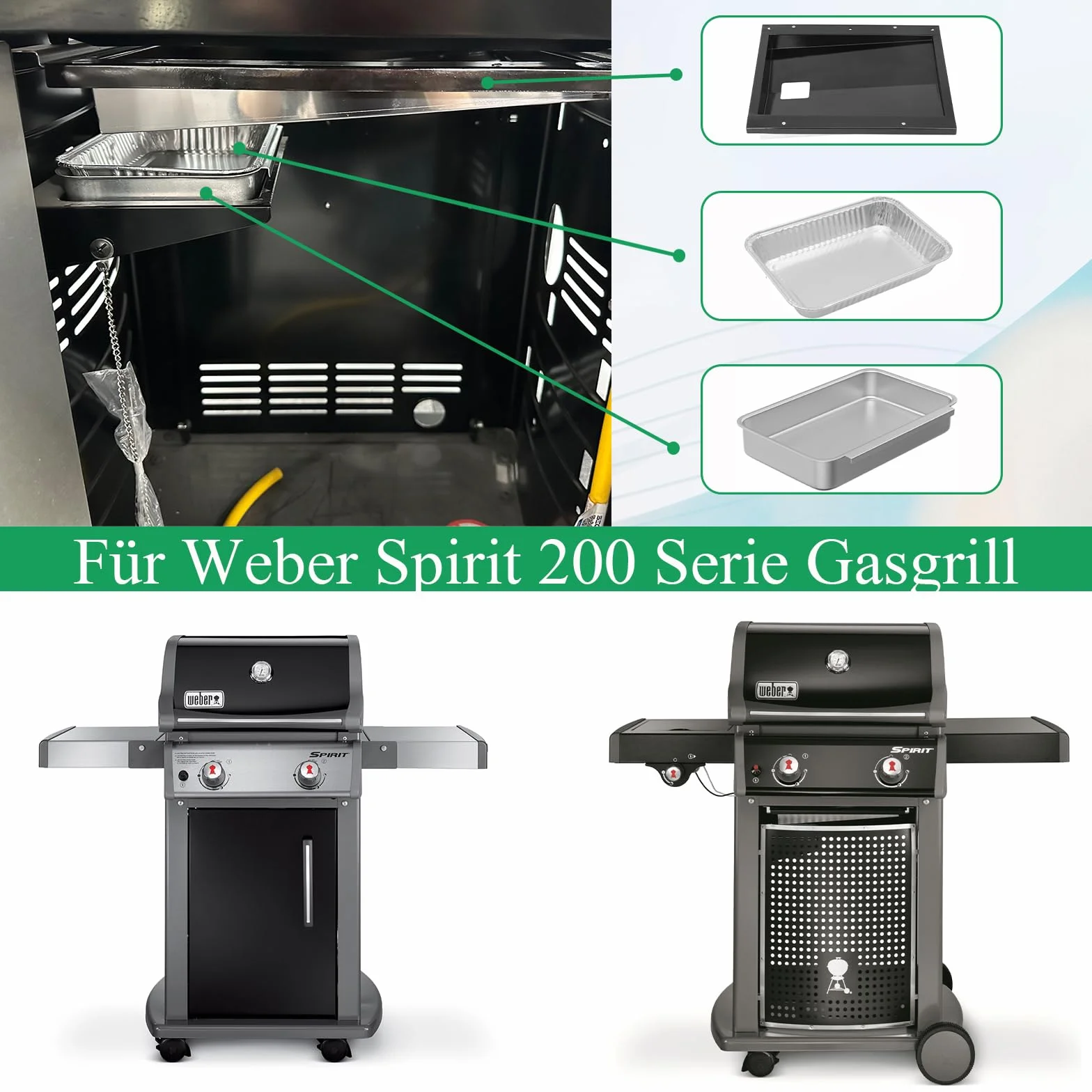 Pièces de rechange Weber Spirit 200 Series E210 E220 grill bac d'évacuation inox 83156 doublure alu 6415