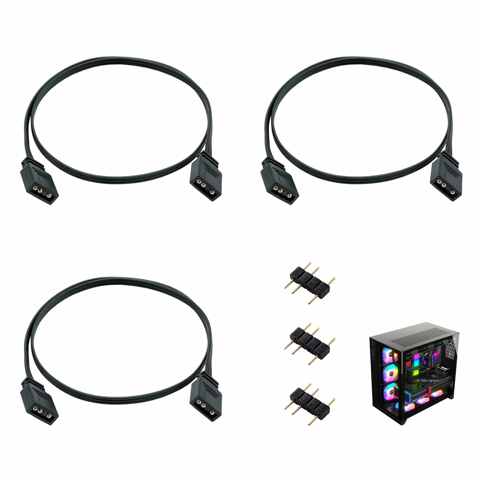 Câble d'extension ARGB 3 broches 5V femelle-femelle 0.5m pour ventilateur et bande LED RGB PC
