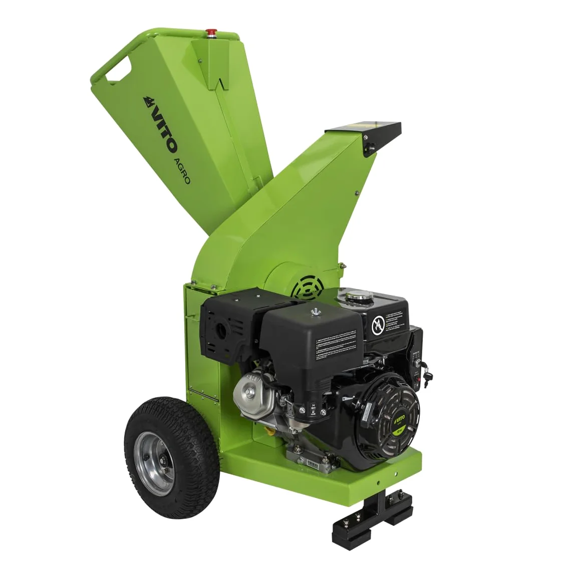 VITO - Broyeur de végétaux Thermique 7CV Coupe Branches Ø 70mm 2 Lames Moteur 4T 208Cm3 Roues gonflées Déplacement avec Poignées de déplacement