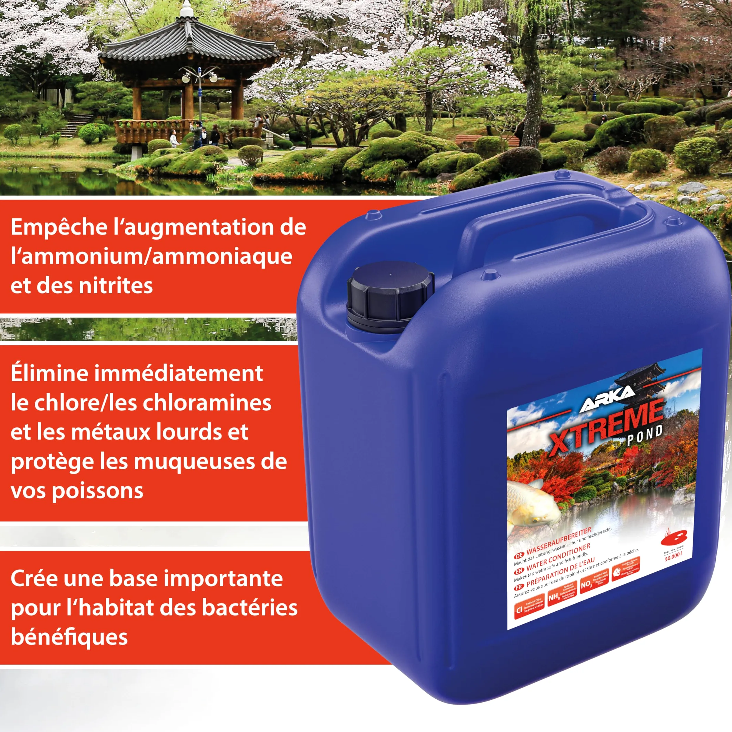 Conditionneur pour Bassin 5000 ML - Xtreme Anti-Chlore | neutralise chlore, métaux lourds, ammoniac, nitrites, changement d'eau, bassin de jardin, bassin à koïs