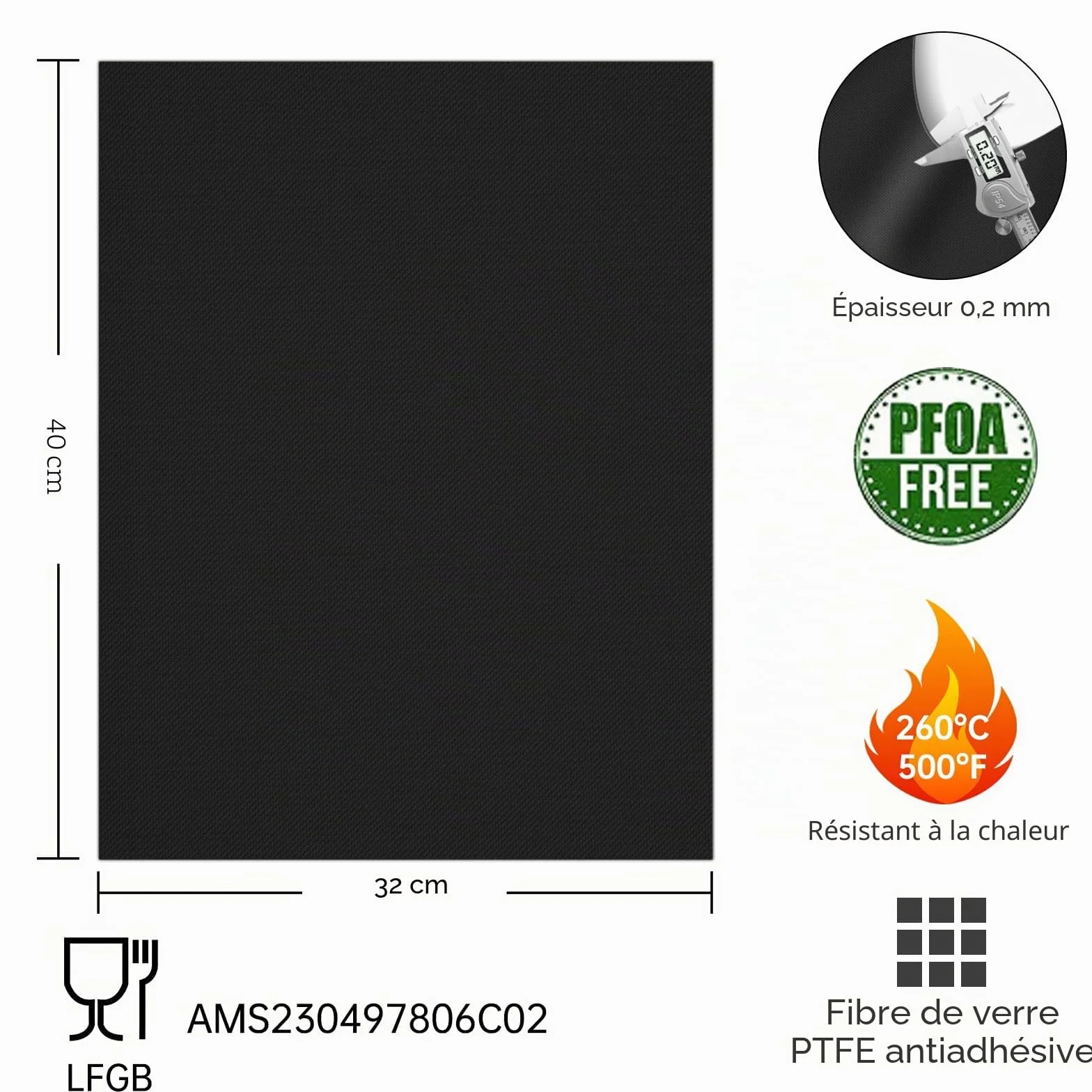 SPGOOD Lot de 5 Tapis de Cuisson pour Barbecue 40 x 32 cm Anti-adhérent sans PFOA Résiste à 260 °C
