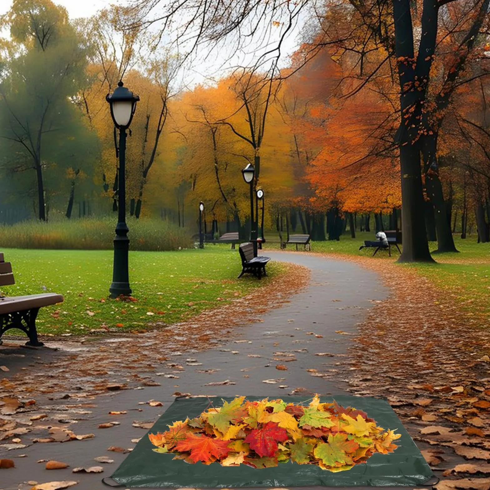 Totority Paquet à Feuilles Réutilisable Vert en Pe Pliable avec Poignées, Bâche de Ramassage de Feuilles Facile à Stocker pour Nettoyage de Jardin et Déchets Verts
