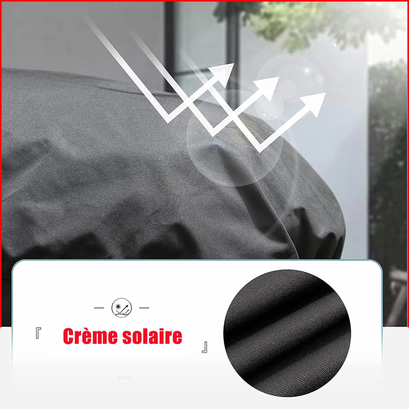 Housse Plancha Imperméable 600D Anti-Vent Anti UV 66x50x25cm Noir