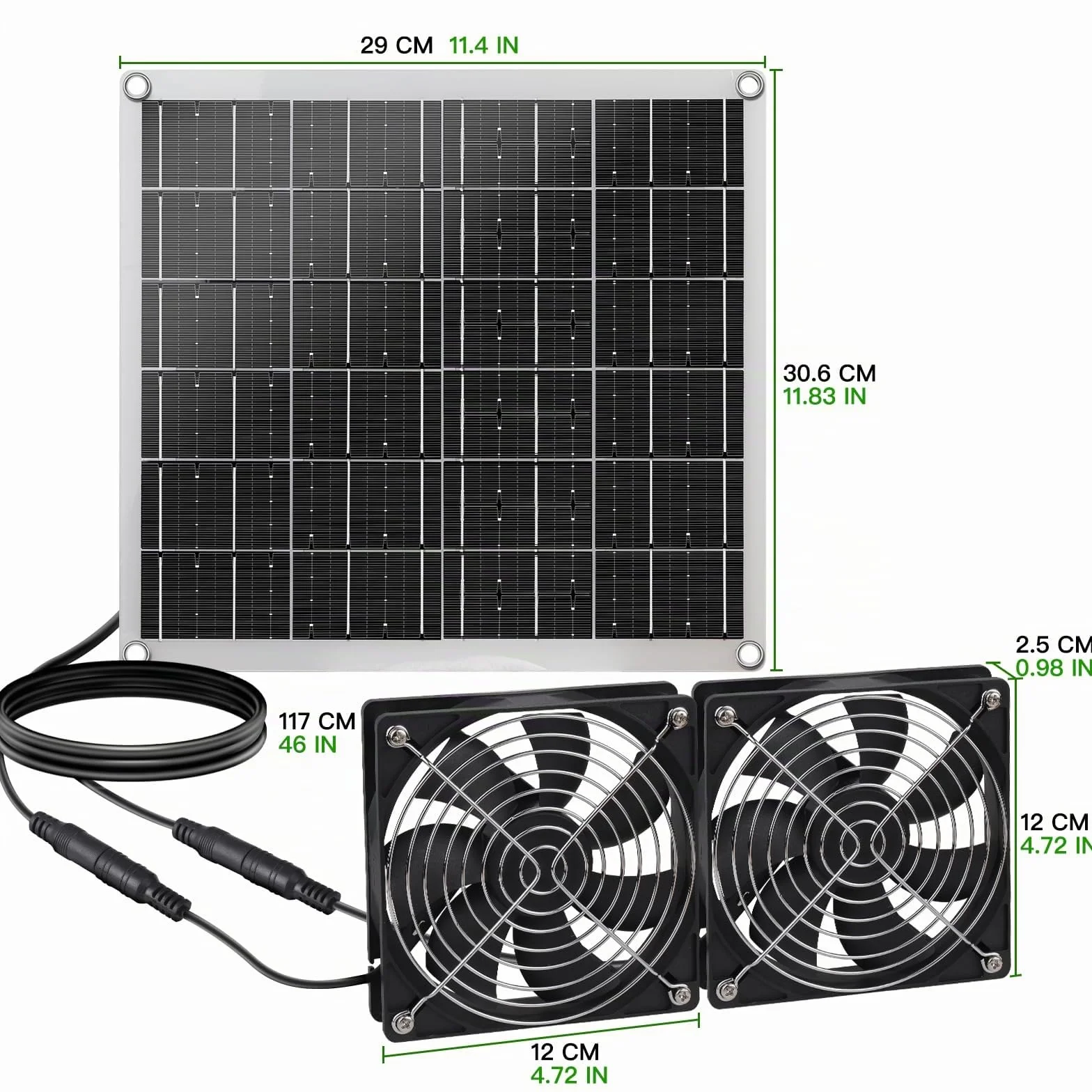 Ventilateur solaire 15W IP67 étanche double ventilateur pour poulailler serre cabane jardin