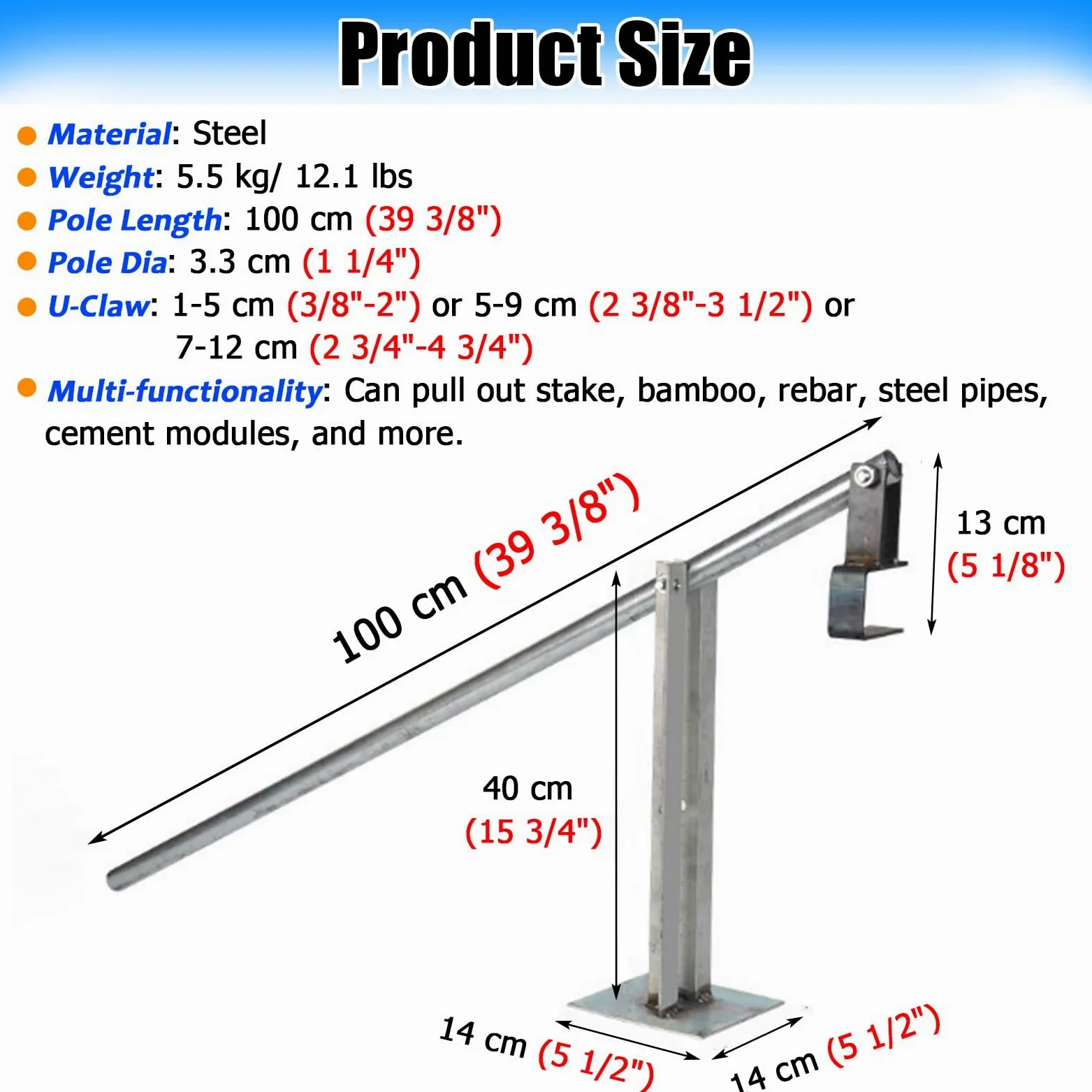 Outil pour enlever les racines – Extracteur de tête dentelée pour désherber et extraire la tige, 142 cm de long, idéal pour l'entretien du jardin et de la pelouse