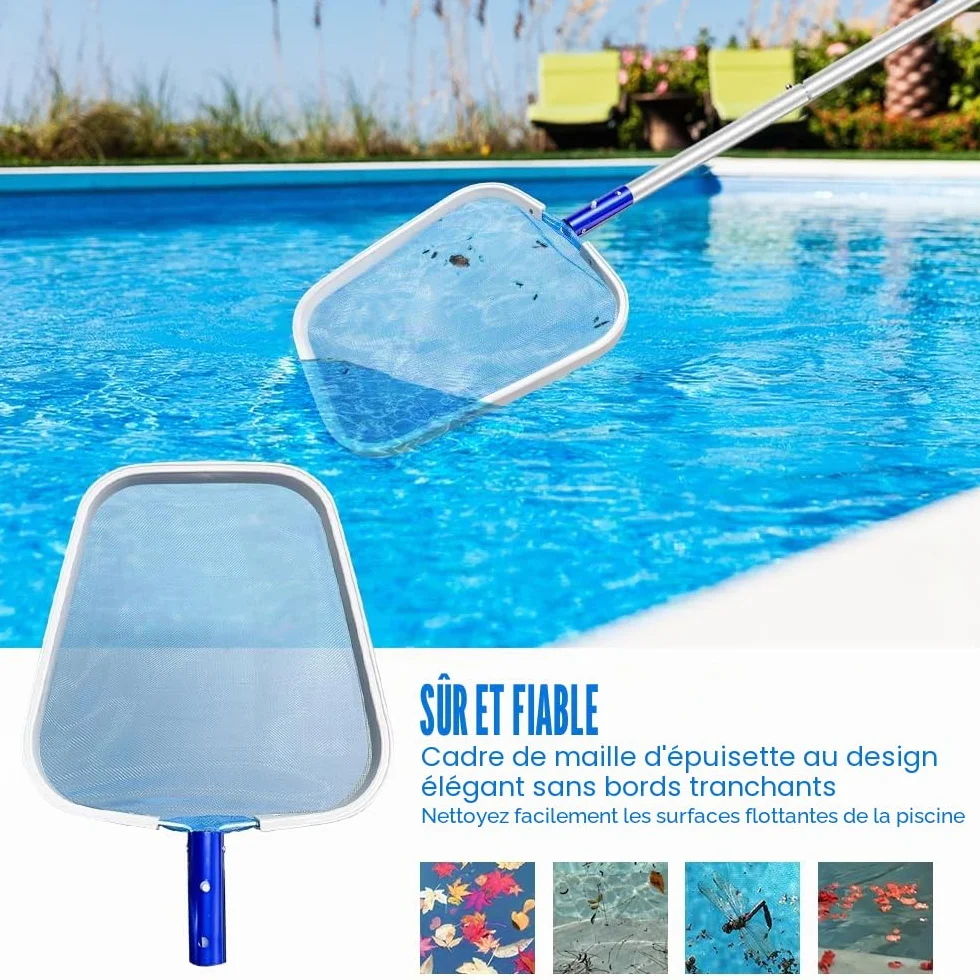 Épuisette Piscine à Mailles Fines, Accessoires Piscine Nettoyage pour Algues, Spas, Fontaine