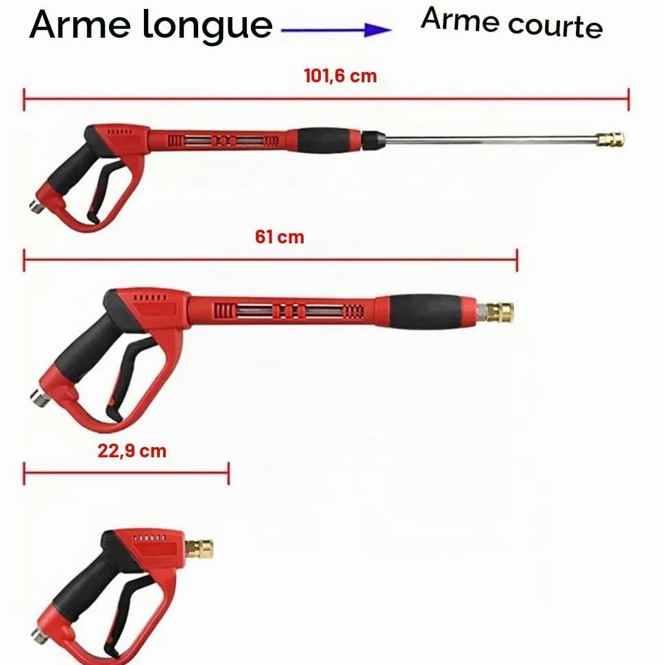Lance Nettoyeur Haute Pression,Pistolet Nettoyeur Haute Pression,Pistolet Haute Pression,5000 psi Pistolet de nettoyage haute pression avec rallonge de rechange,5 embouts, Pour lavage des voitures