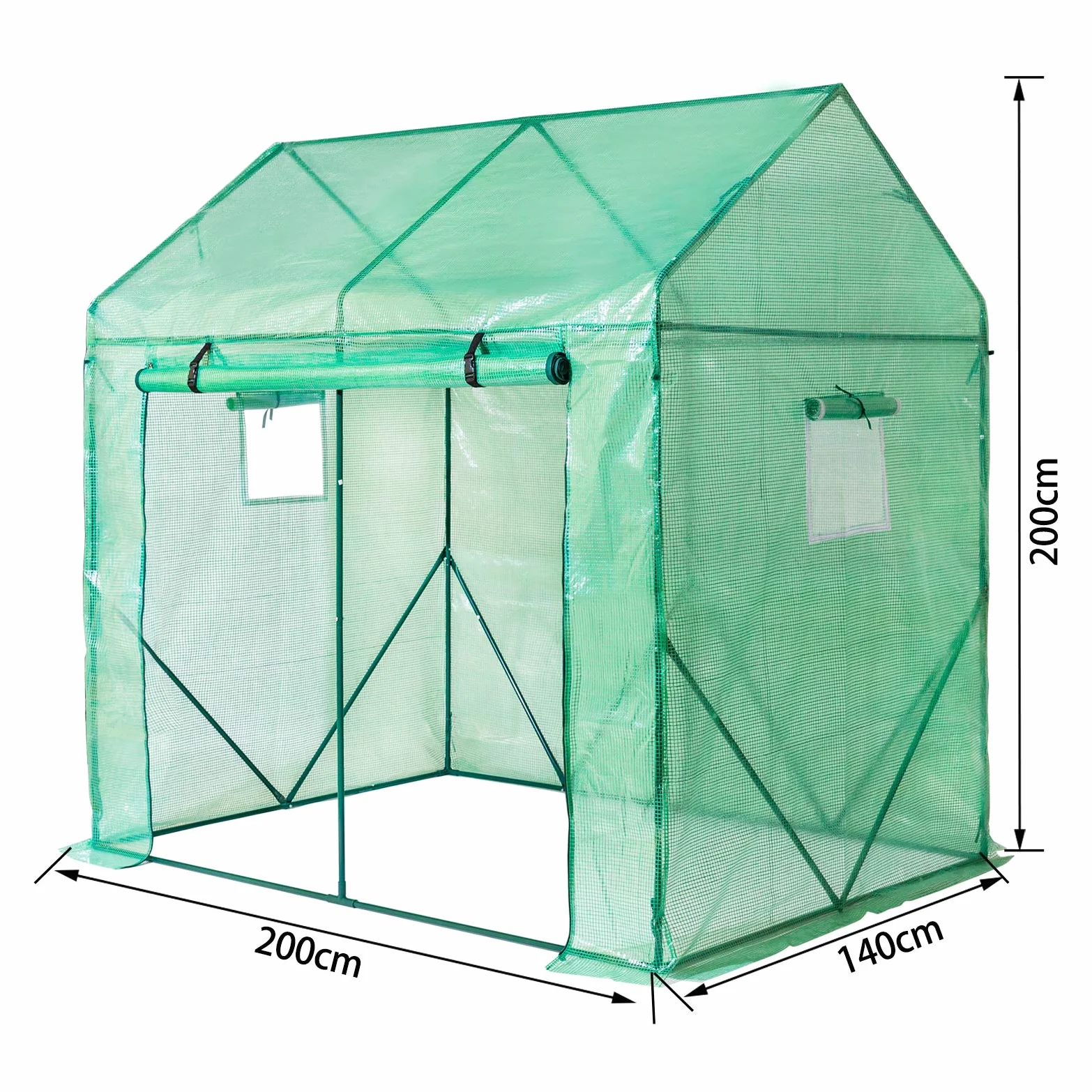 Yorbay Serre de Jardin Tente pour Plantes Tomates Fleurs Bâche renforcée en PE 140 g/m² - 200 x 140 x 200cm (LxBxH), Solide, Verte Réutilisable