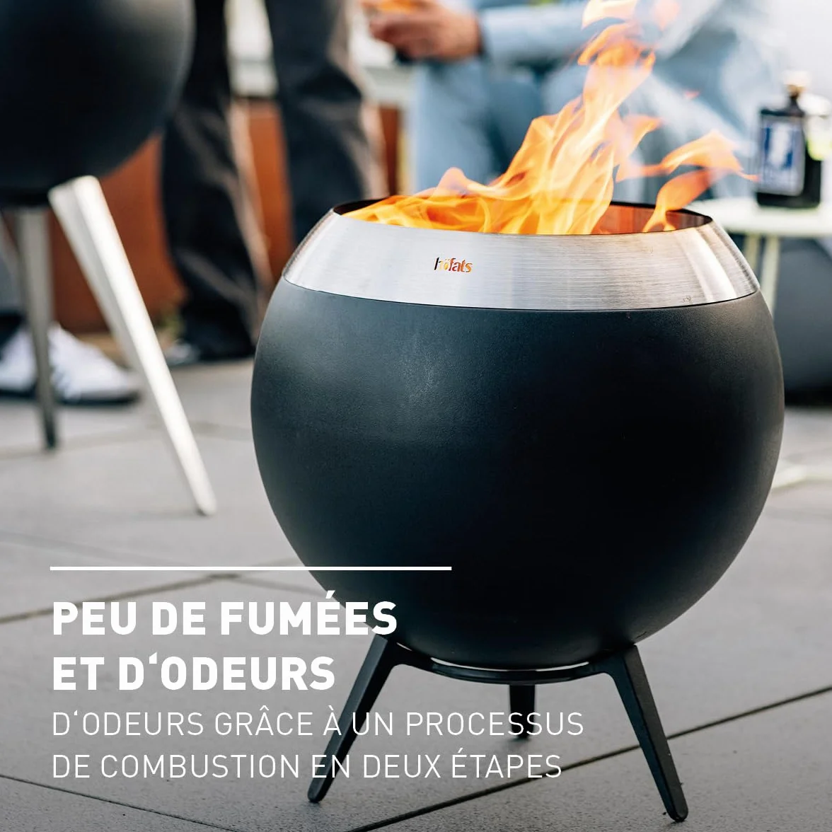 höfats Brasero Moon 45 sans Fumée Pied Bas Acier Inoxydable