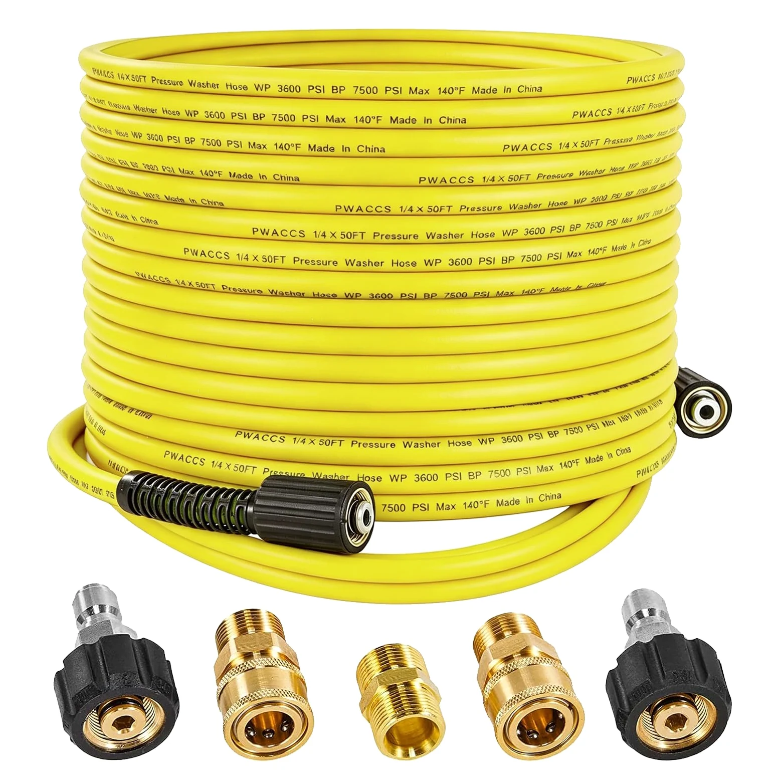 Tuyau de Nettoyeur Haute Pression 15 m x 1/4", Flexible avec Raccord M22 14 mm, pour Nettoyeurs à Essence et Électriques