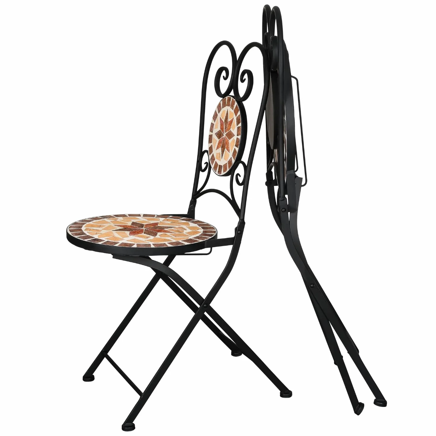 Chaise de Jardin Mosaic Pliante Balcon Ensemble Bistro Meubles de Jardin en métal