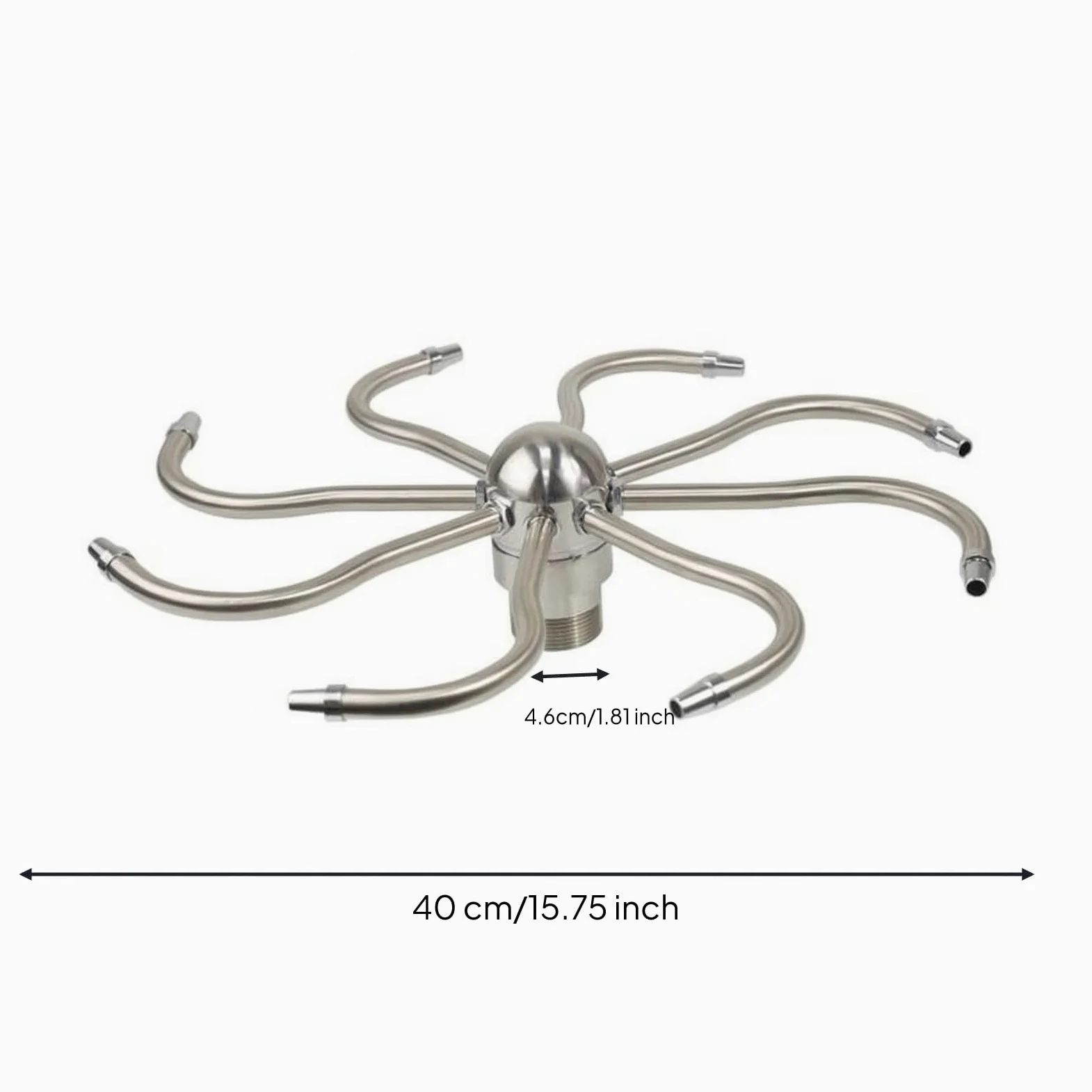 Buse Rotative Buse de Jet Embout Tête d'Arrosage INOX Robuste Roue à Eau à Huit Bras pour Jet Circulaire Animé Adaptée, Arroseur Rotatif en Acier Inoxydable De 1,5 Pouce avec Filetage Externe