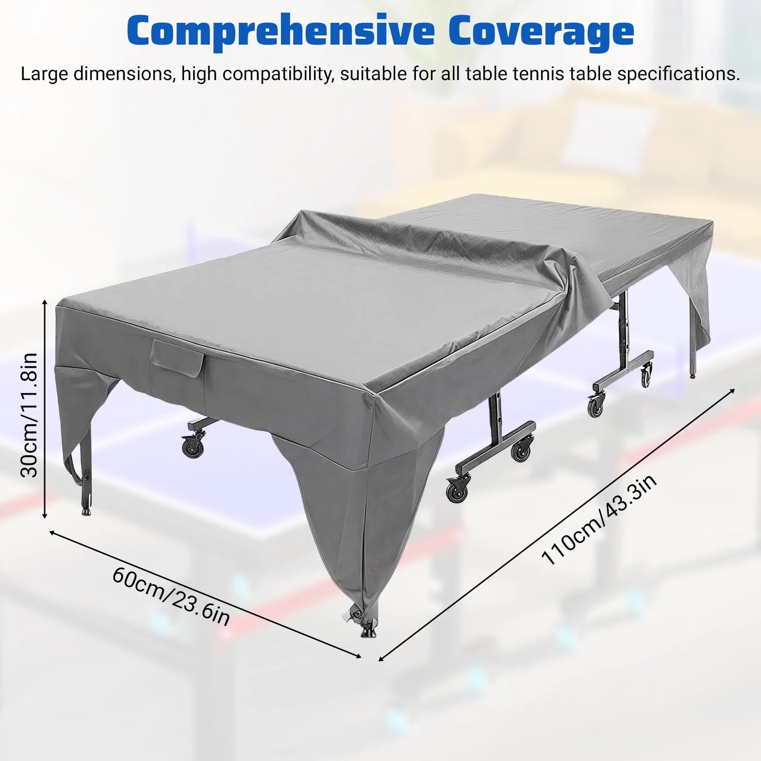GAESHOW Housse de Table de Ping-Pong Pliable, 280 x 153 x 73cm, Polyester, avec Dispositifs de Verrouillage