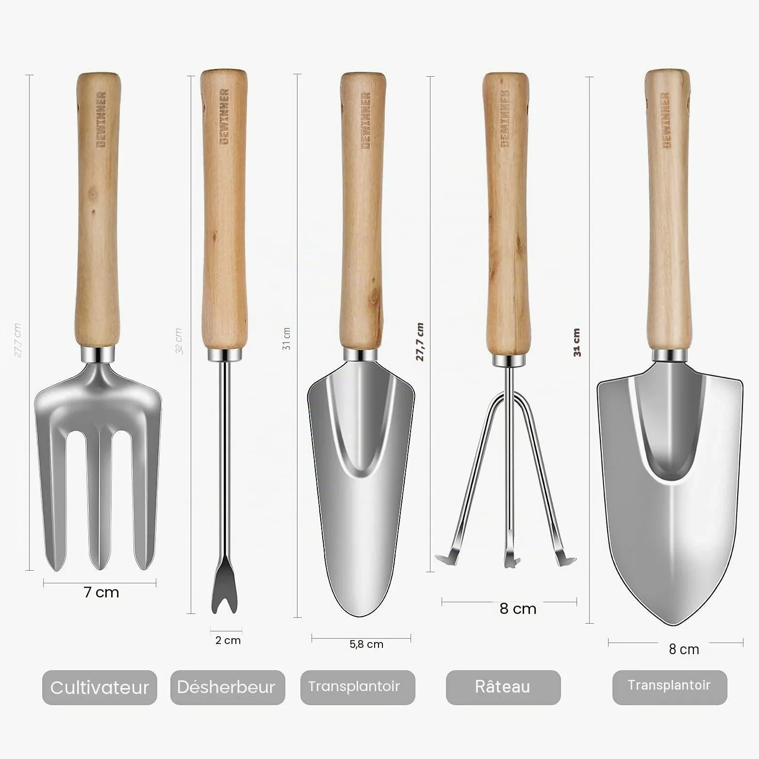 Outils de Jardinage, DEWINNER à Main Ensemble Outils de Jardin pour Plantes, 23 PCs Kit Avec Sac de Rangement, acier inoxydable, cadeau de femme homme