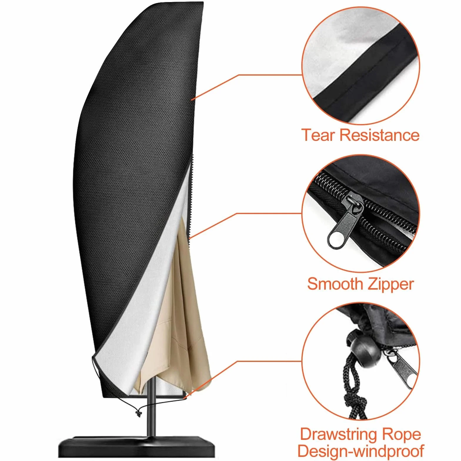 Housse Parasol Déporté Imperméable Tissu Oxford Protection UV Bache Exterieur Jardin