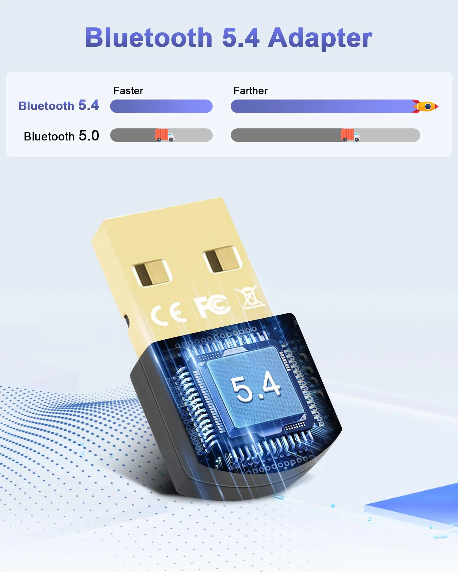 RUIZHI Adaptateur Bluetooth USB 5.4 Dongle pour PC Casque Souris Clavier Windows 11/10/8.1/7
