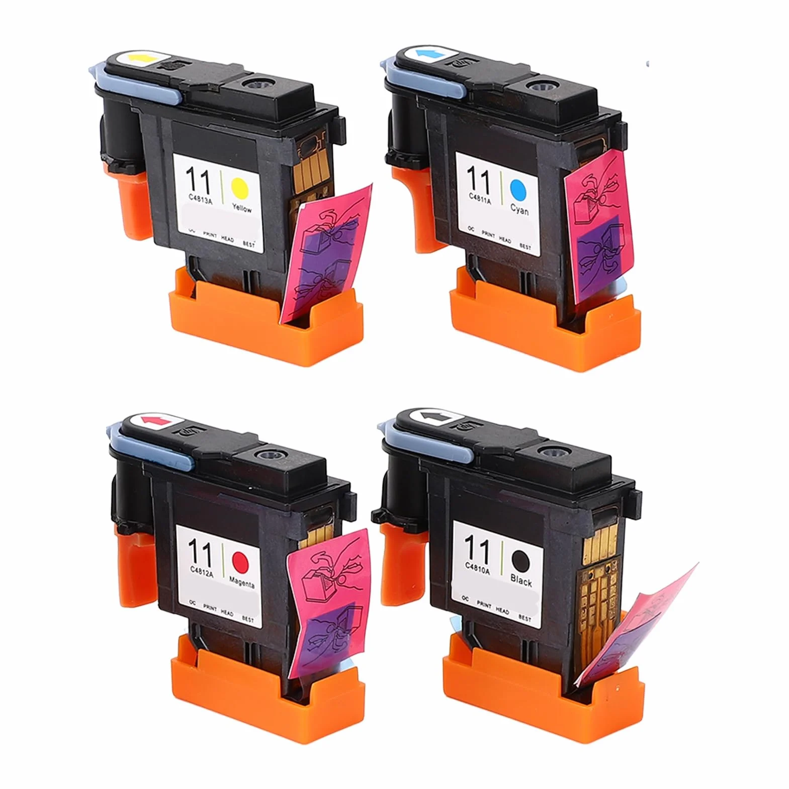 Designjet 11 Magenta Noir Cyan Jaune Têtes d'Impression Rechange Lot de 4