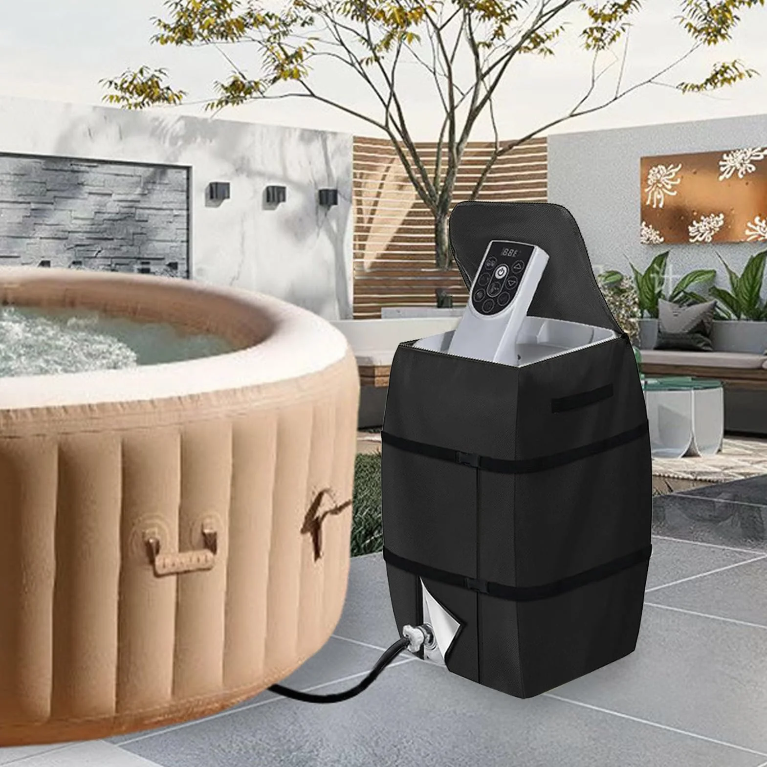 Housse de Pompe de Chauffage de Spa en Tissu Oxford argenté 420D avec Résistance à la Poussière d'eau