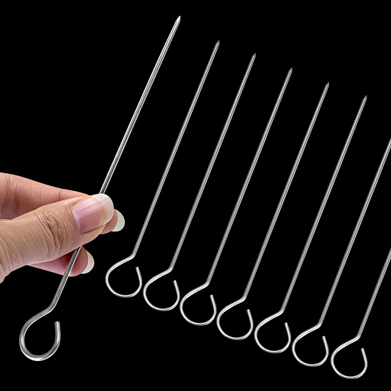Brochettes en métal 18 Racine 6'' pour barbecue découpes dinde oie rôtis