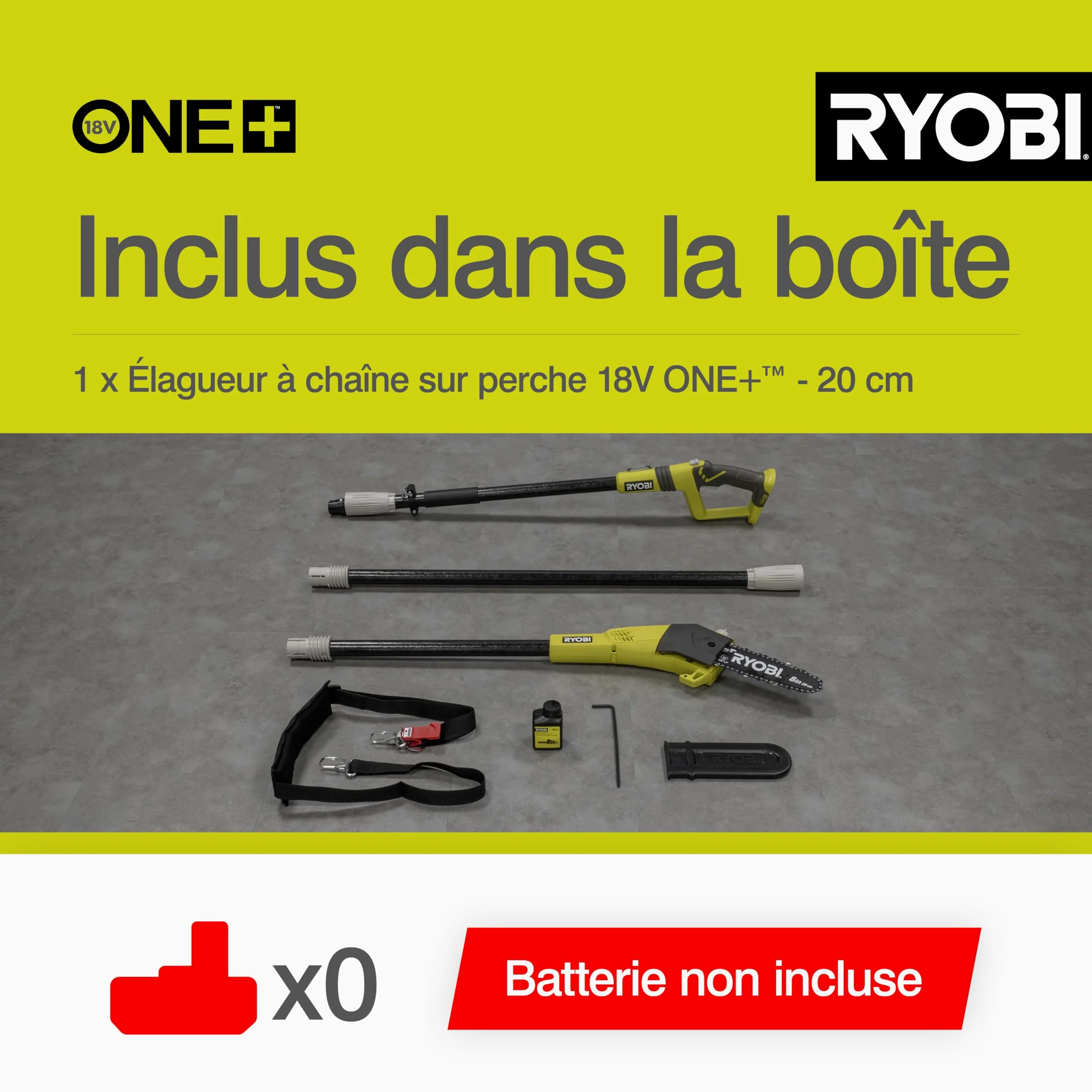 RYOBI - Elagueur sur perche 18 Volts ONE+™ (sans batterie) - OPP1820