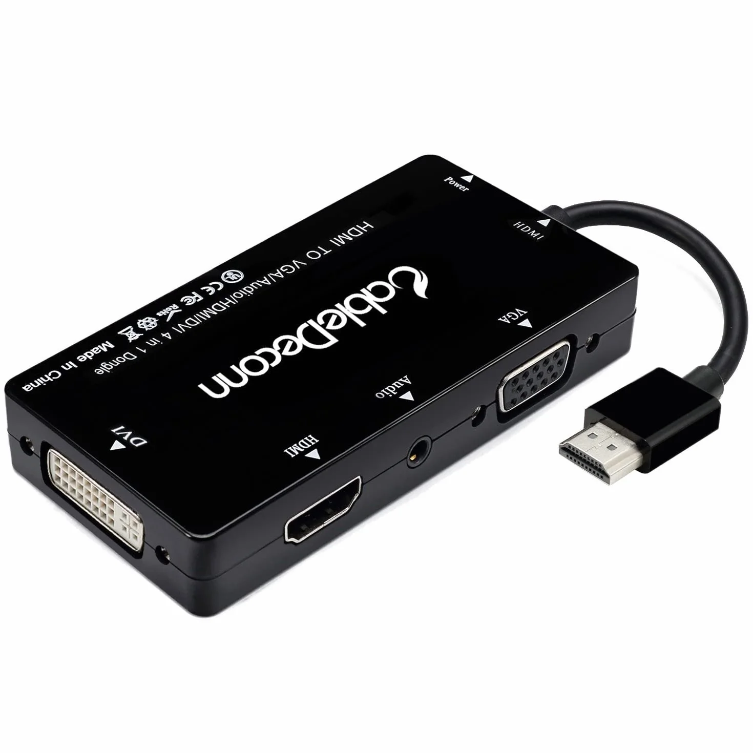 Câble Adaptateur HDMI vers VGA DVI avec Audio 3,5 mm Micro USB Noir