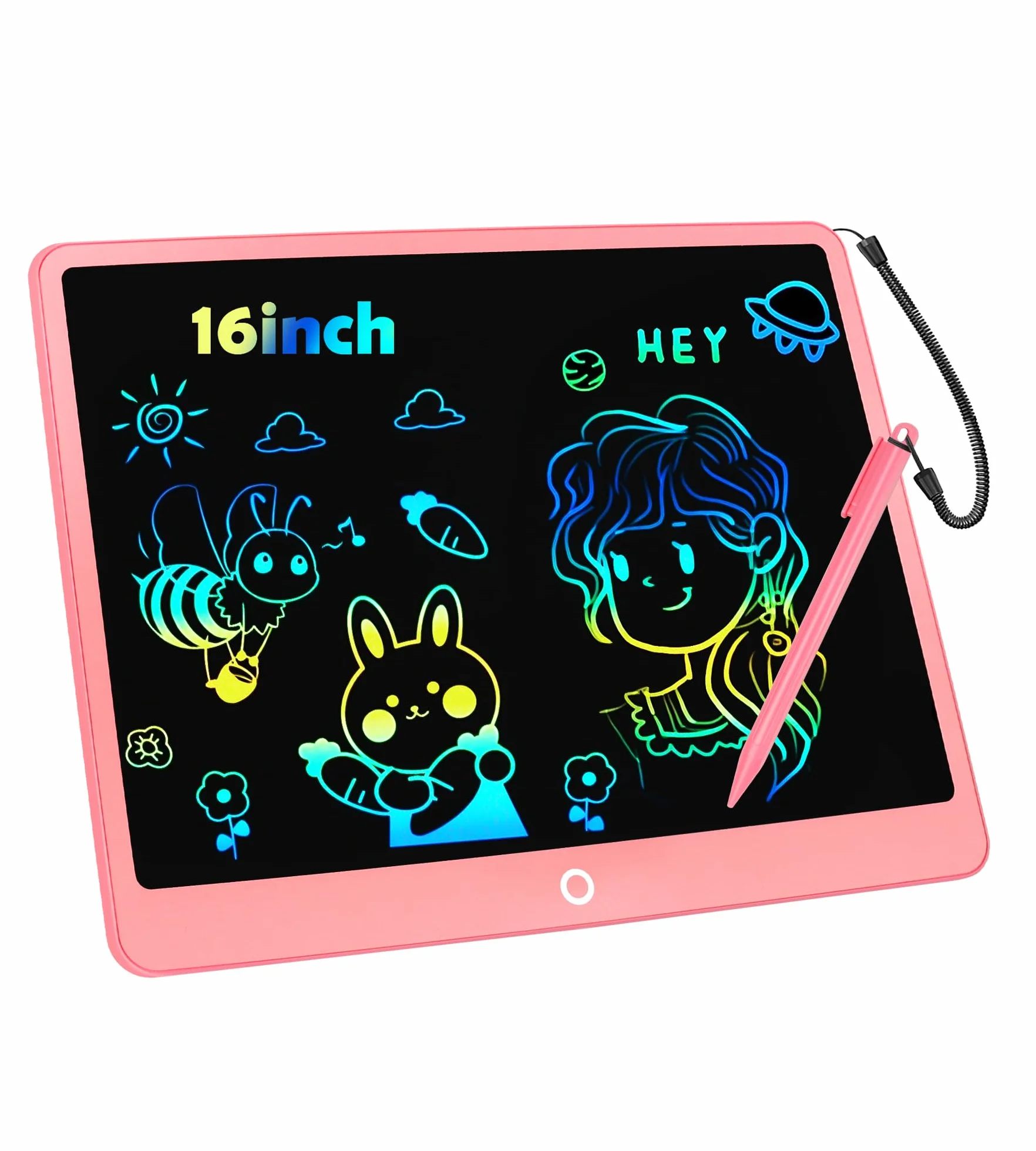 Tablette D'écriture LCD 16 Pouces, Tablette Dessin Enfant, Ardoise Magique Jouets Éducatifs Cadeaux Noël 3-9 Ans