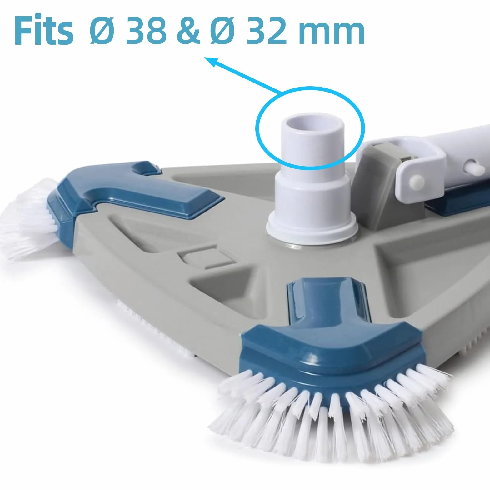 Tête d'aspirateur de Piscine Triangulaire lestée avec Brosse de Fond et latérale, poignée EZ Clip