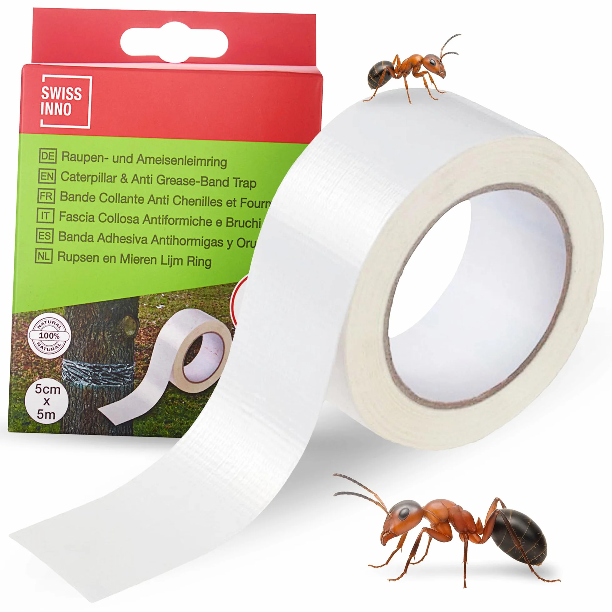 SWISSINNO Ruban adhésif Anti-Fourmis pour Insectes rampants 5 cm x 5 m Protection des Arbres