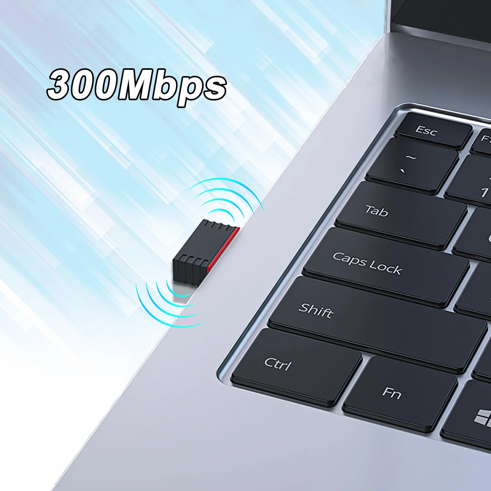 Clé USB WiFi 300Mbps Adaptateur WiFi Mini pour PC Portable TV Compatible Windows Mac OS Linux Noir
