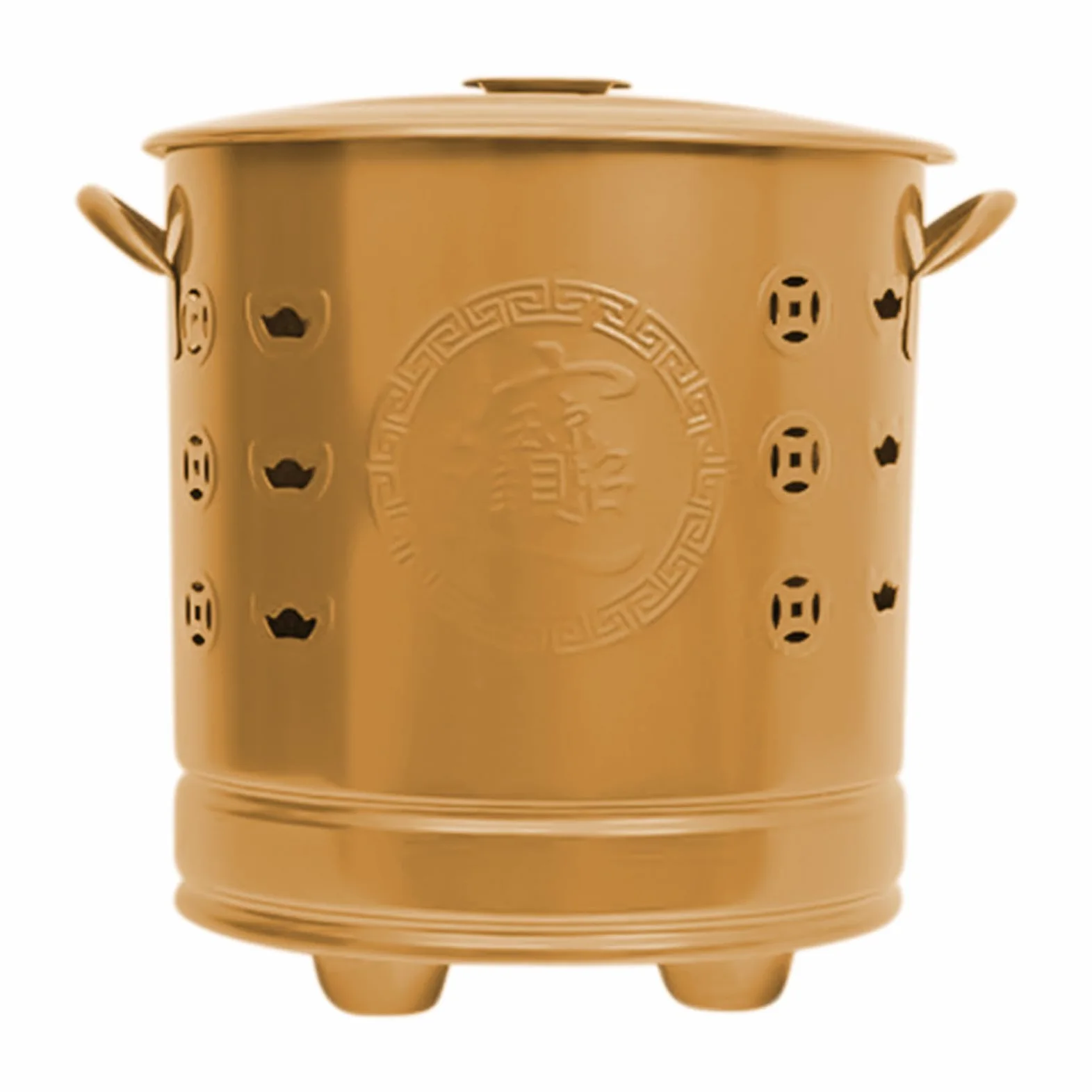 Brasero en métal avec couvercle - Brasero d'extérieur pour poubelle, cour, jardin, terrasse, camping