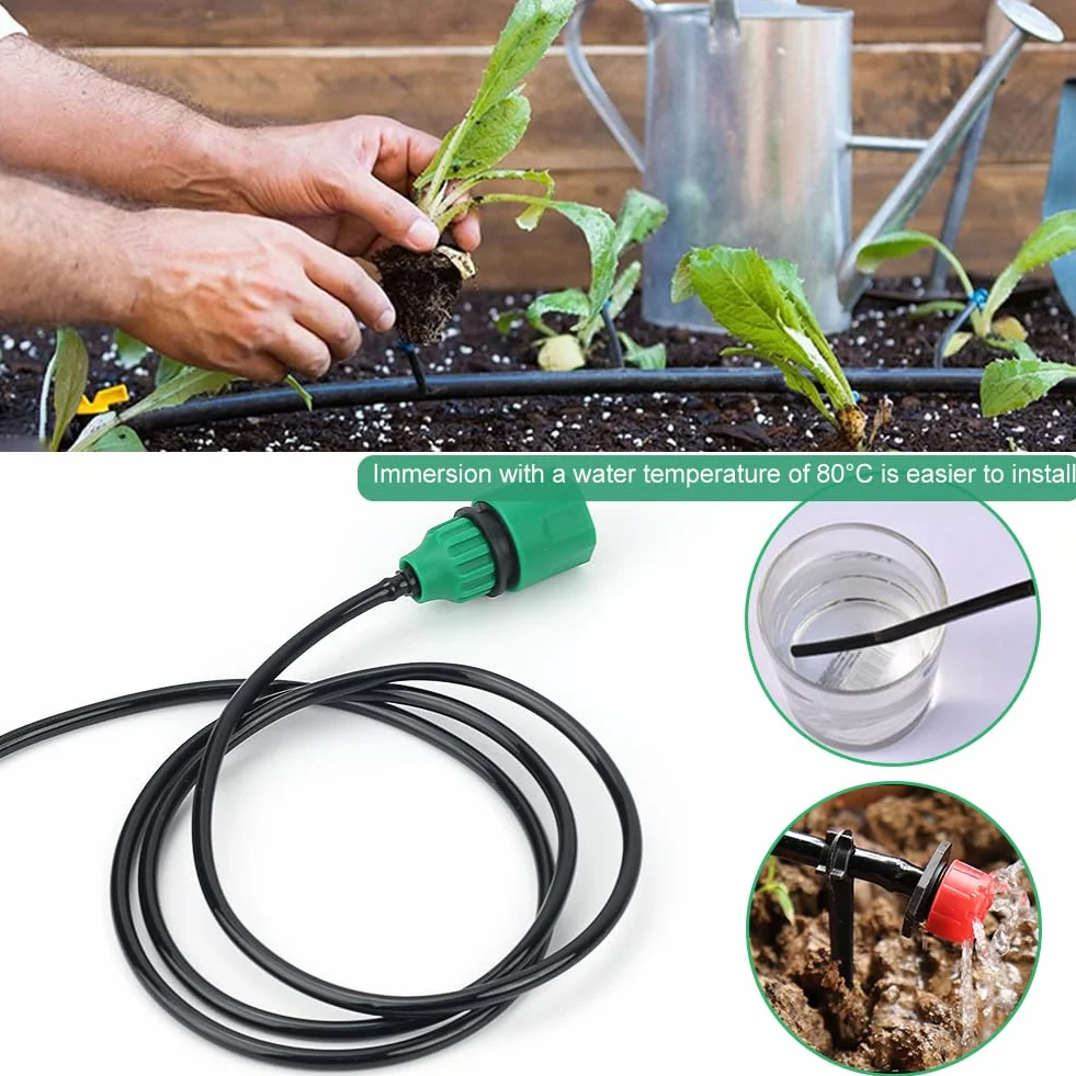 Paor Micro tube d'irrigation Noir 10 mètres I.D 4 mm OD 6 mm pour arrosage de jardinage